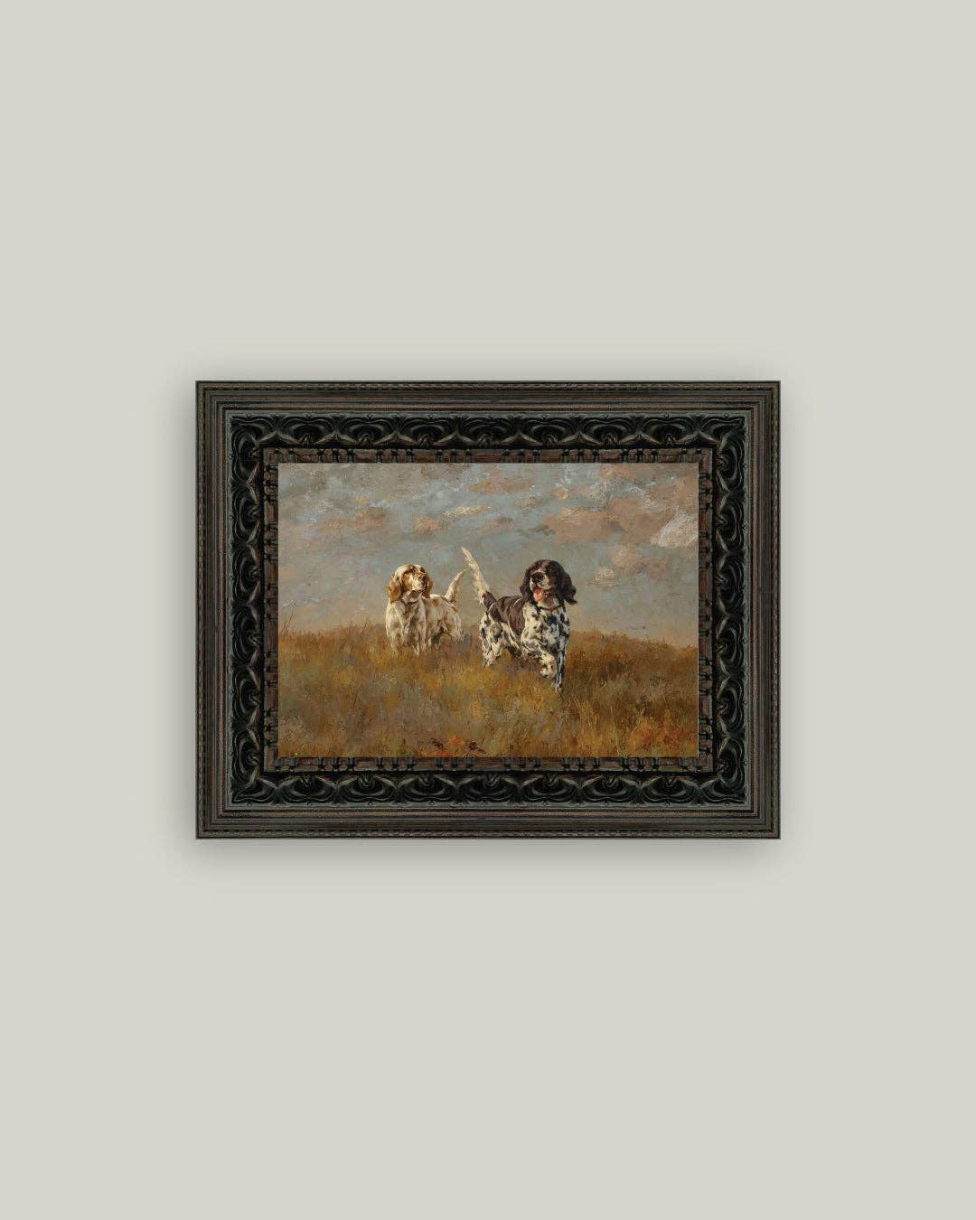 Two Hilltop Setters Framed Antique Art: 7x5