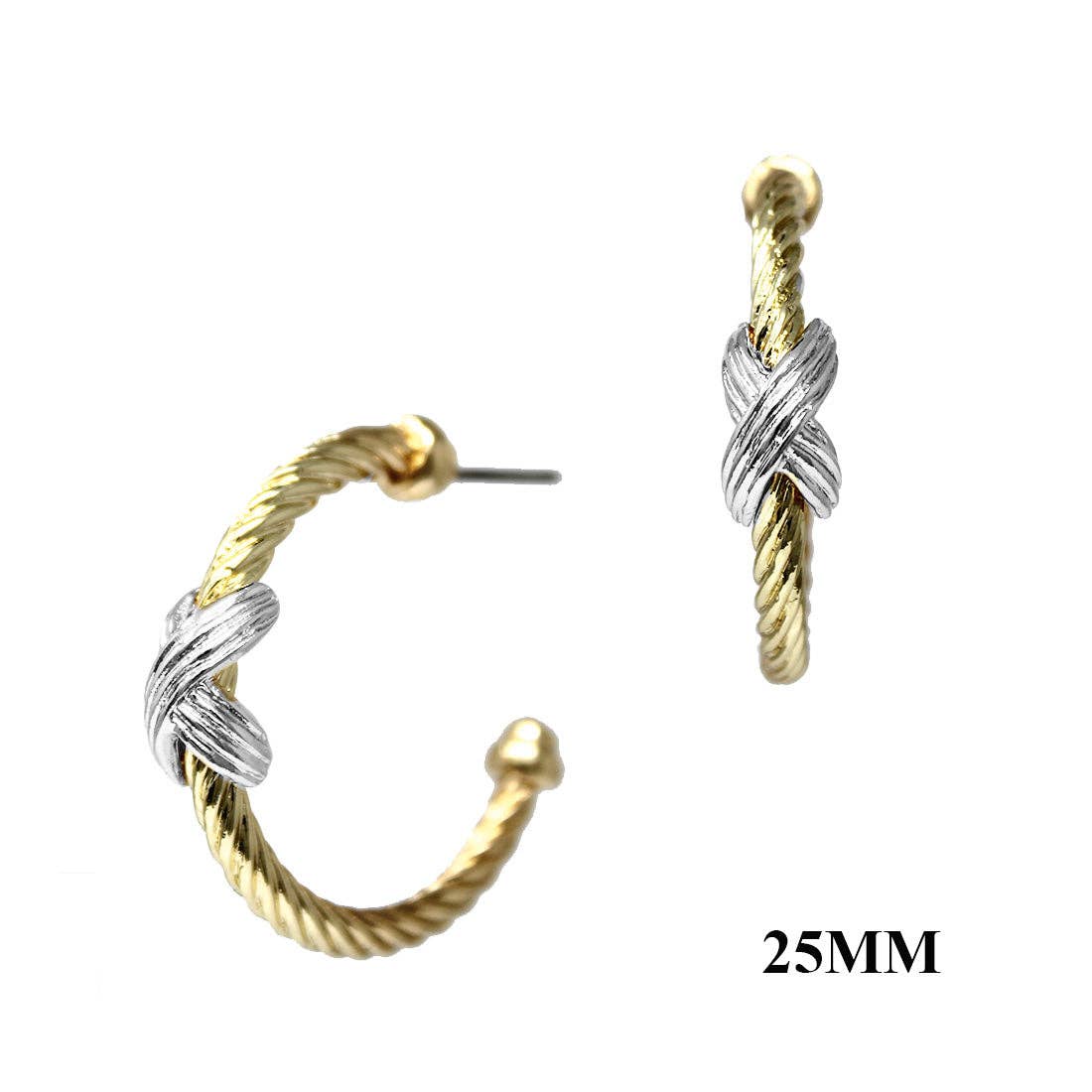 Gold Wired with Silver Wired X Accents 1.5" Earring