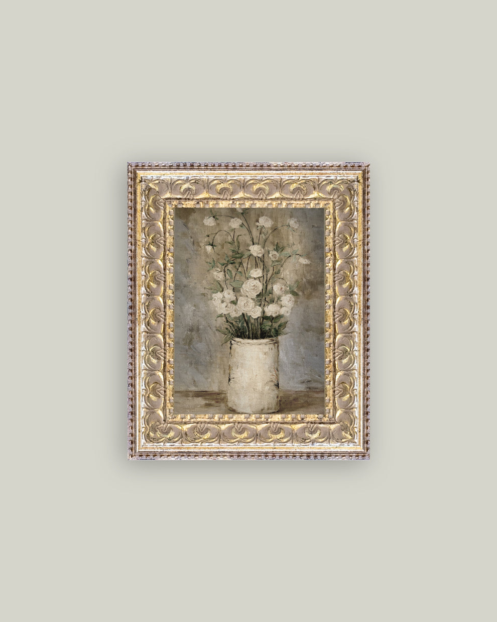 Long Stem White Roses Canvas/Frame 8x10