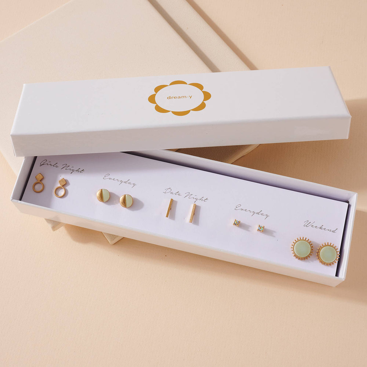 Sun Stone Box Earring Set