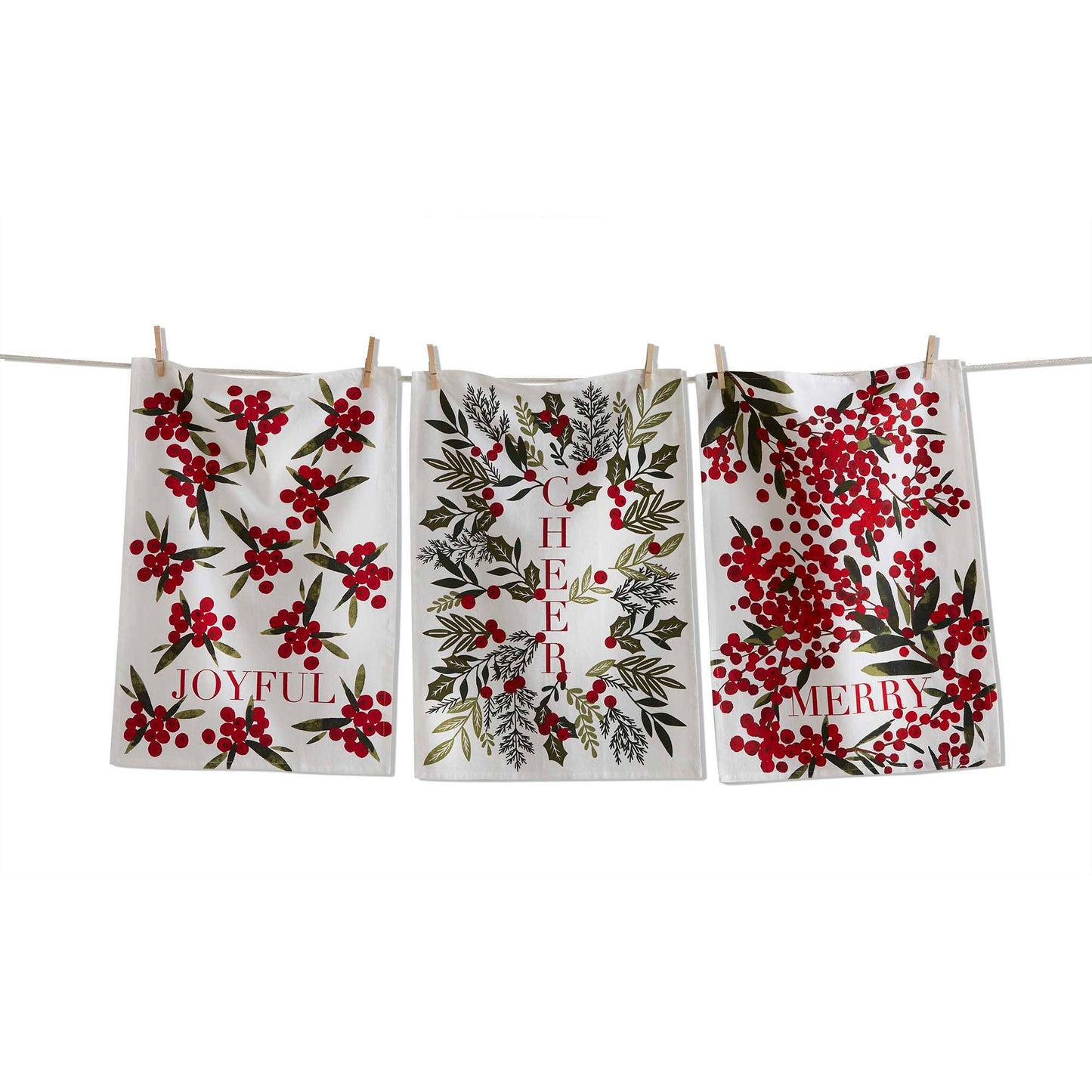 Merry Cheer Joy Sentiment Dishtowel