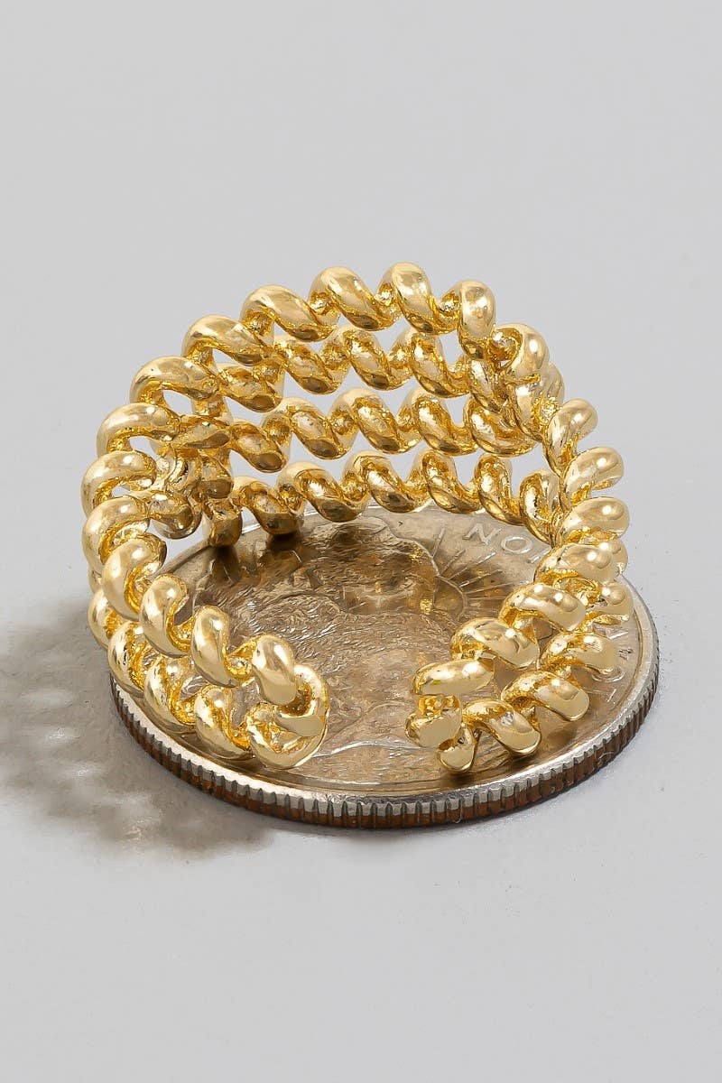 Intricate Twisted Layered Open Band Ring: G