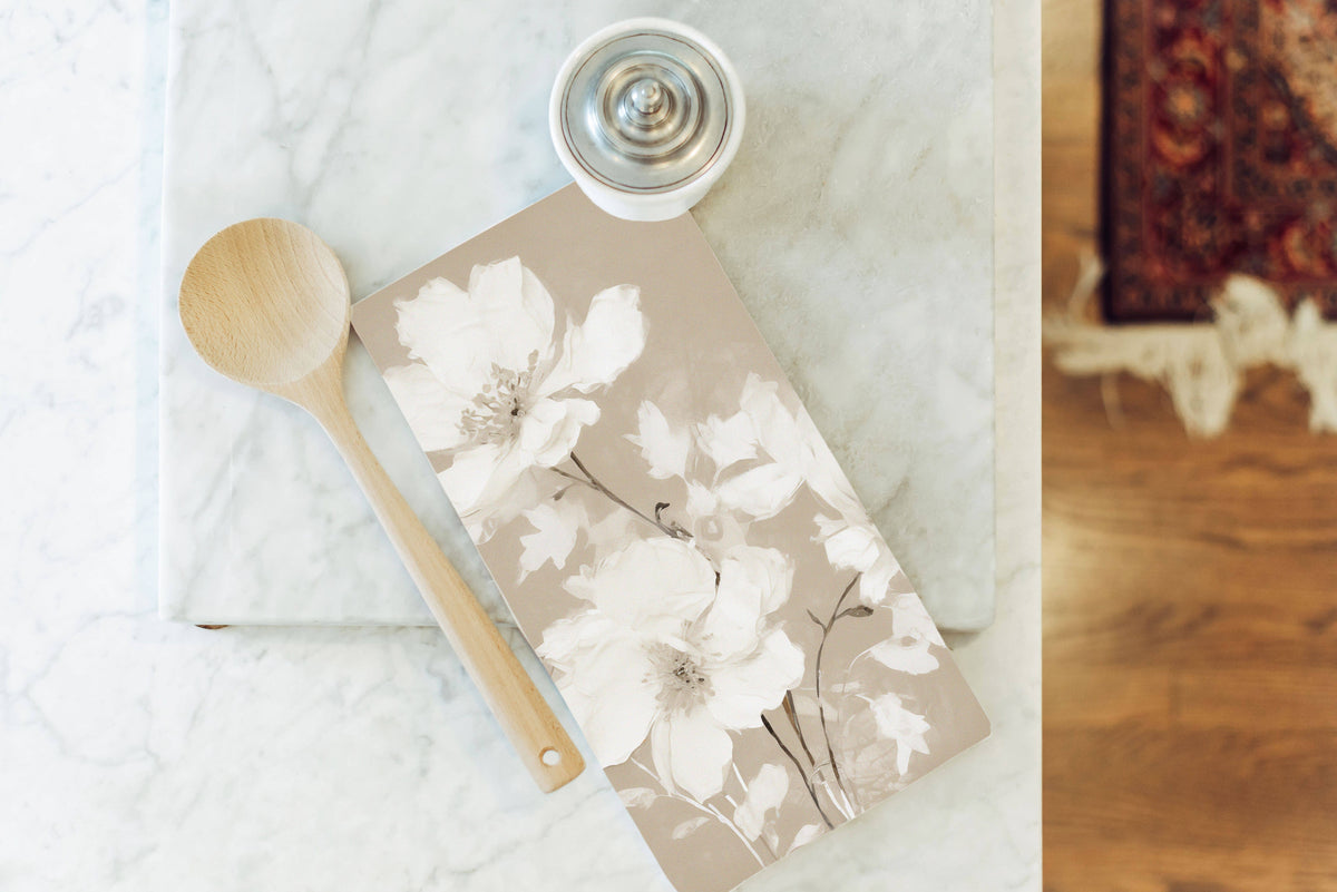 Neutral Floral Kitchen Tea Towel: Natural