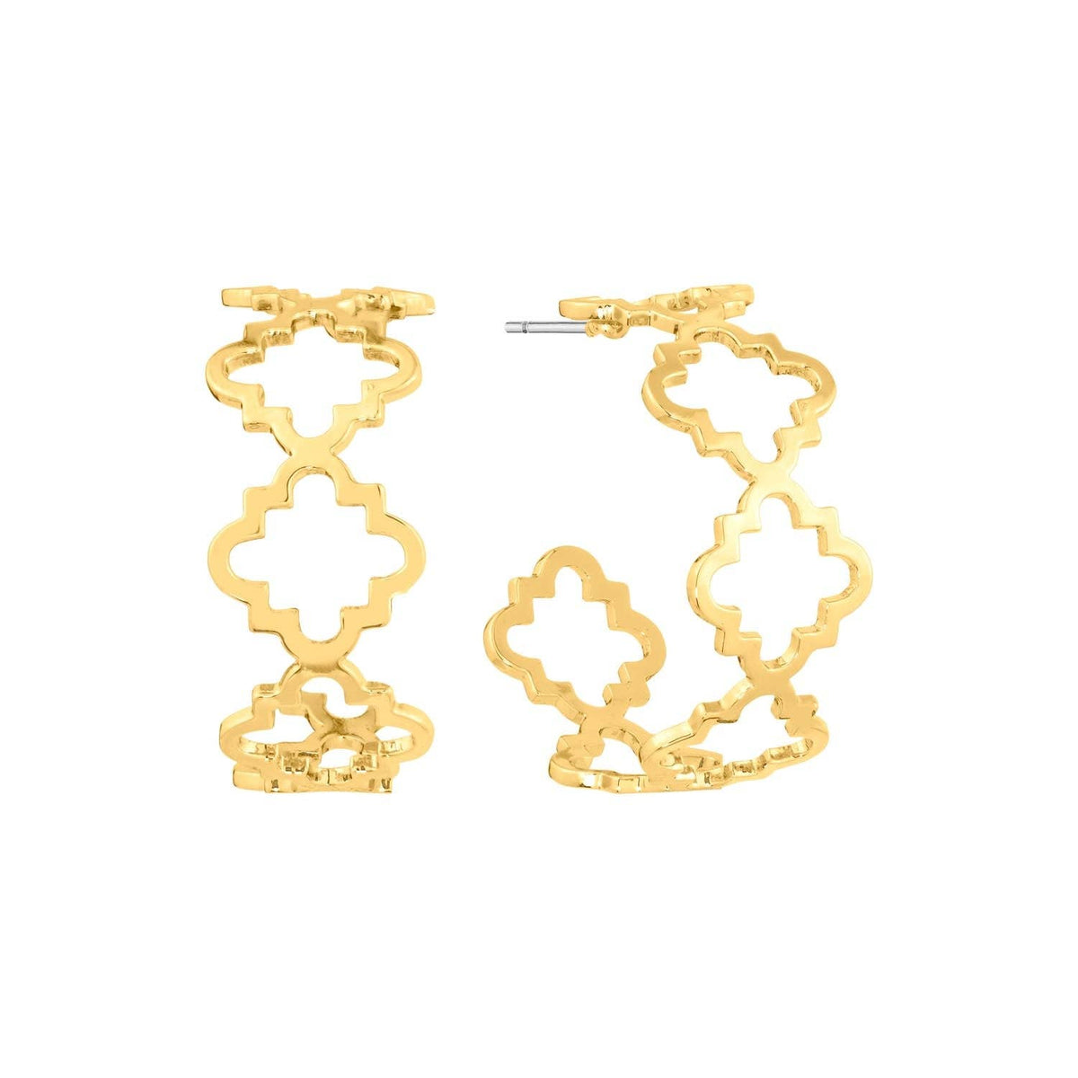 Gold Open Filigree 1" Hoop Earring