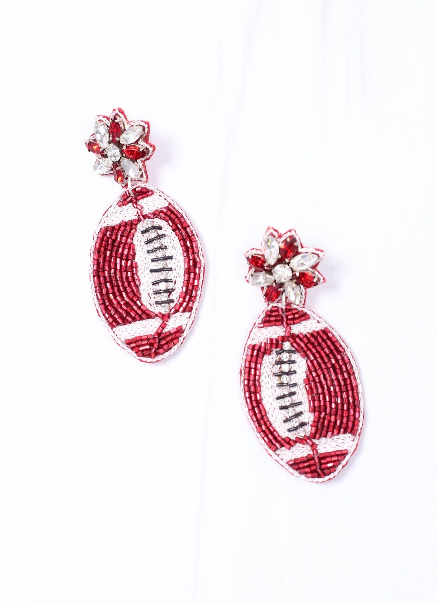 Field Goal Embellished Football Earring CRIMSON WHITE