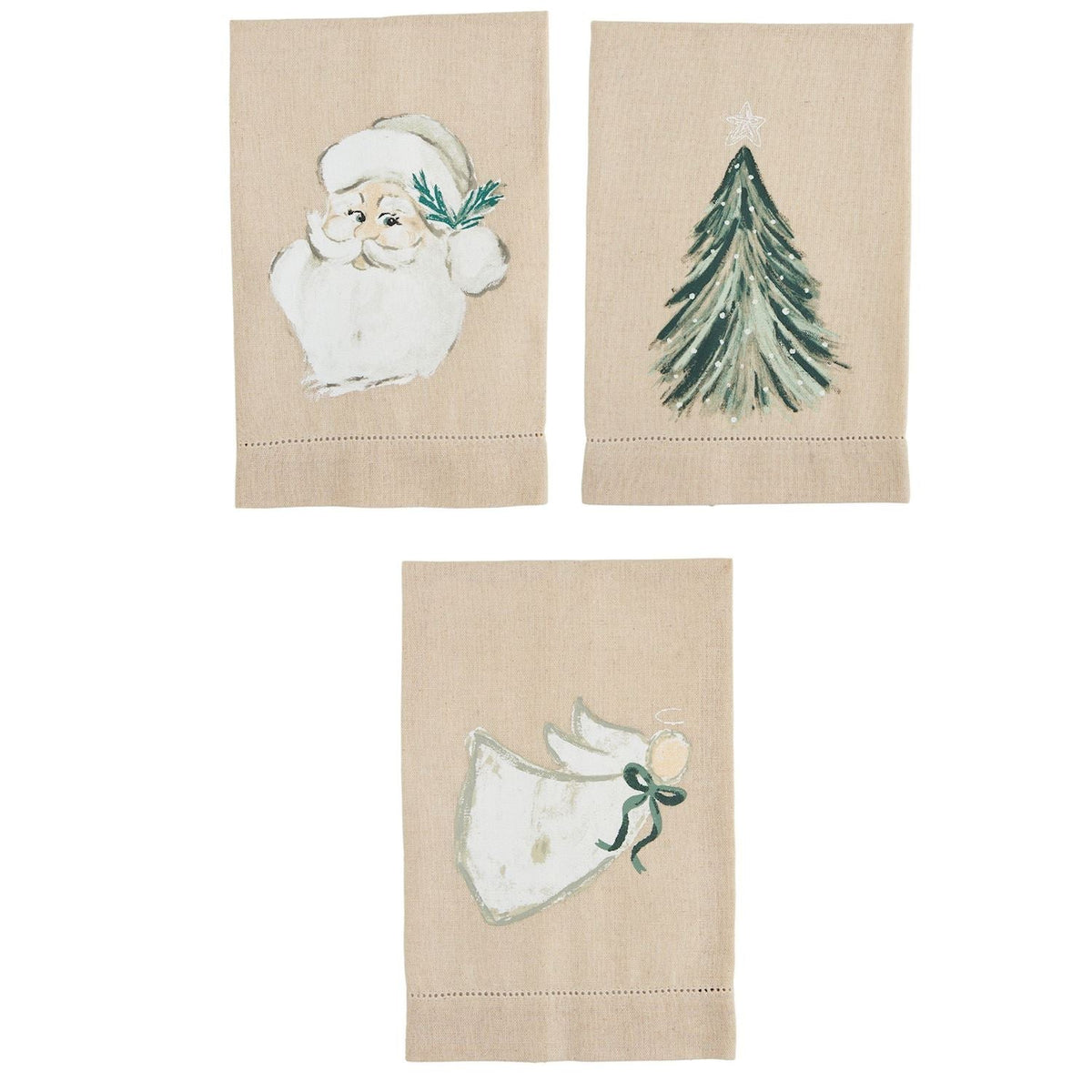 White Christmas Painted Towels