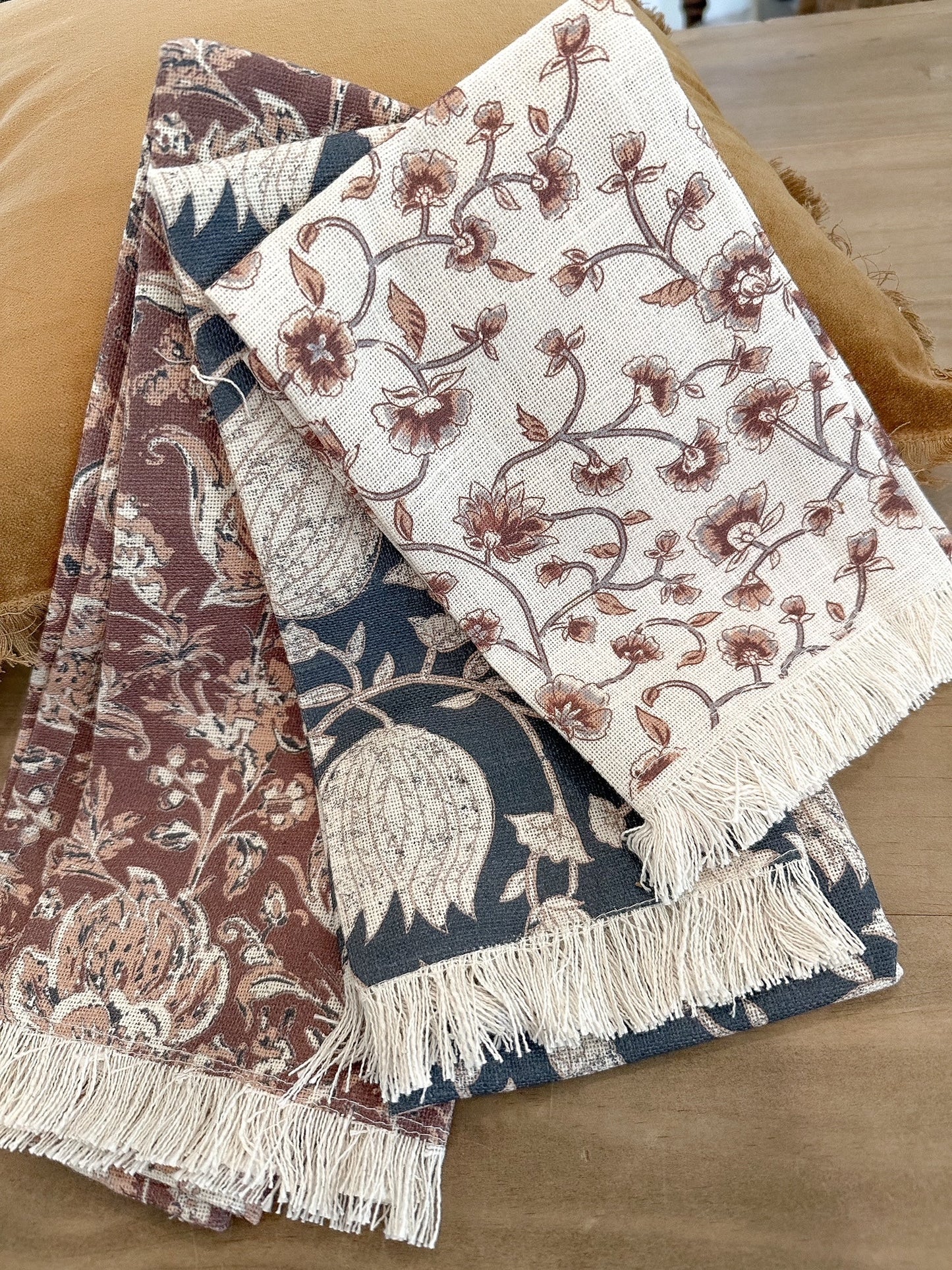 Tea Towel Moody Block Print - Rust