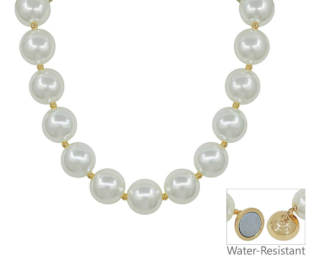 Water Resistant 20MM Pearl with Magnetic Closure 17" Necklace