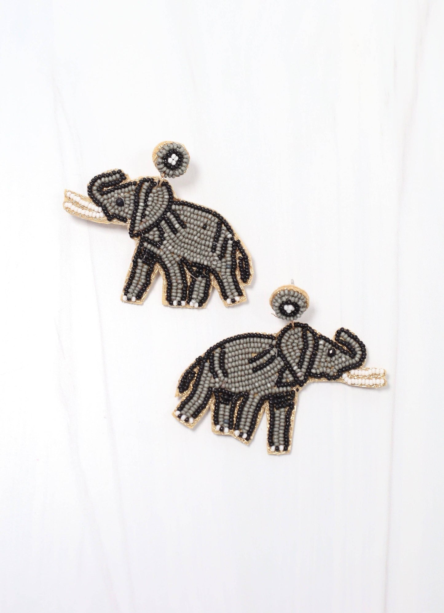 Bryant Beaded Elephant Earring GRAY