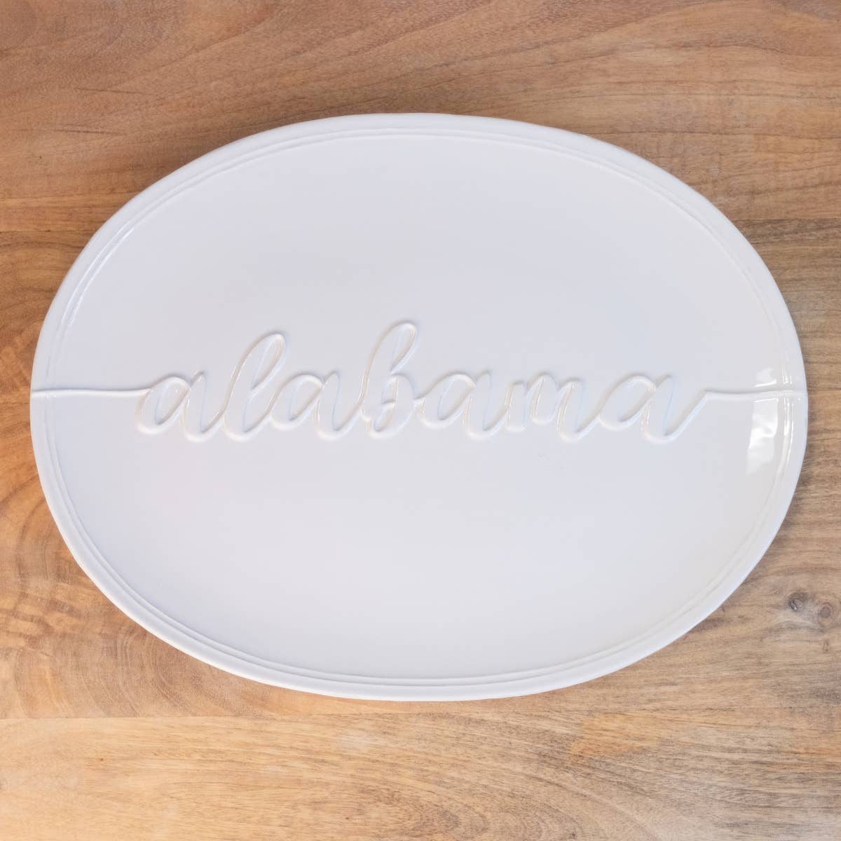 Alabama Embossed Platter White 16x12