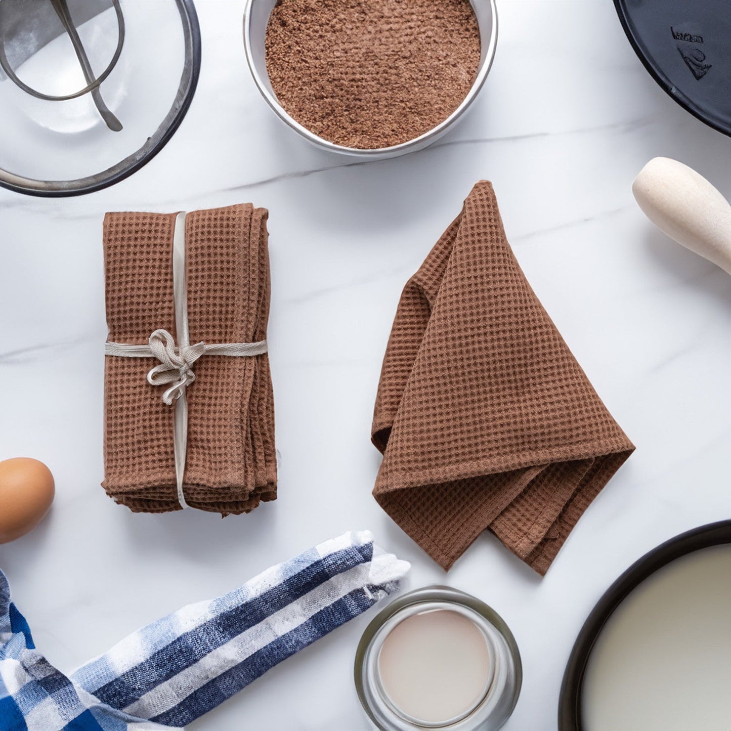 18" Square Woven Linen & Cotton Waffle Napkins Set of 4