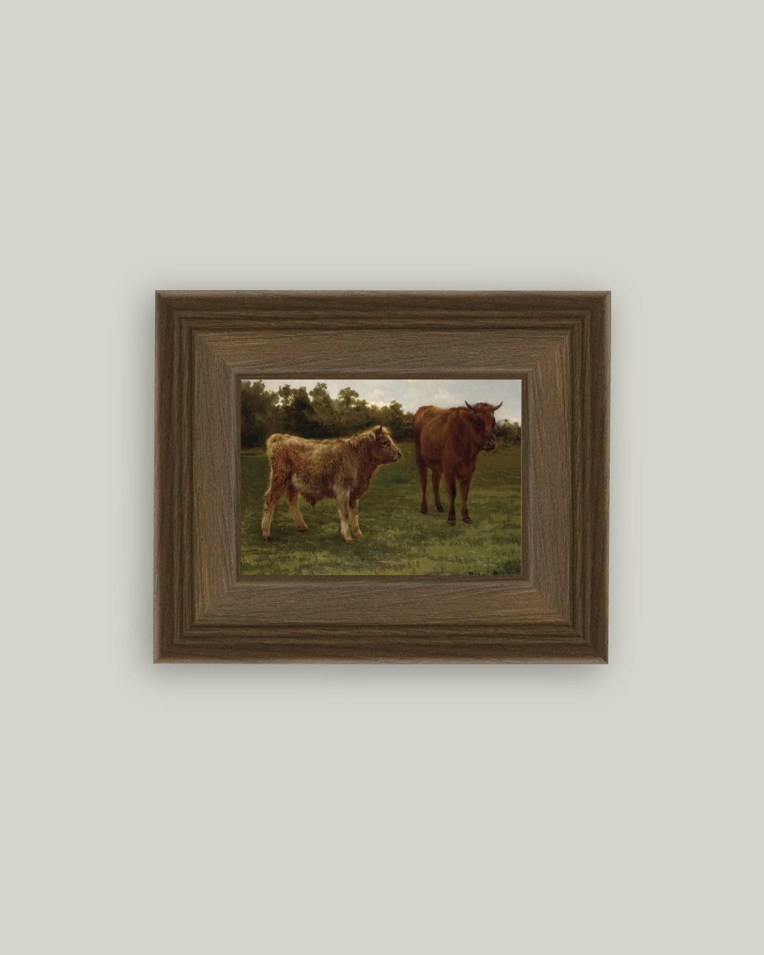Two Cows Grazing Charcoal Brown