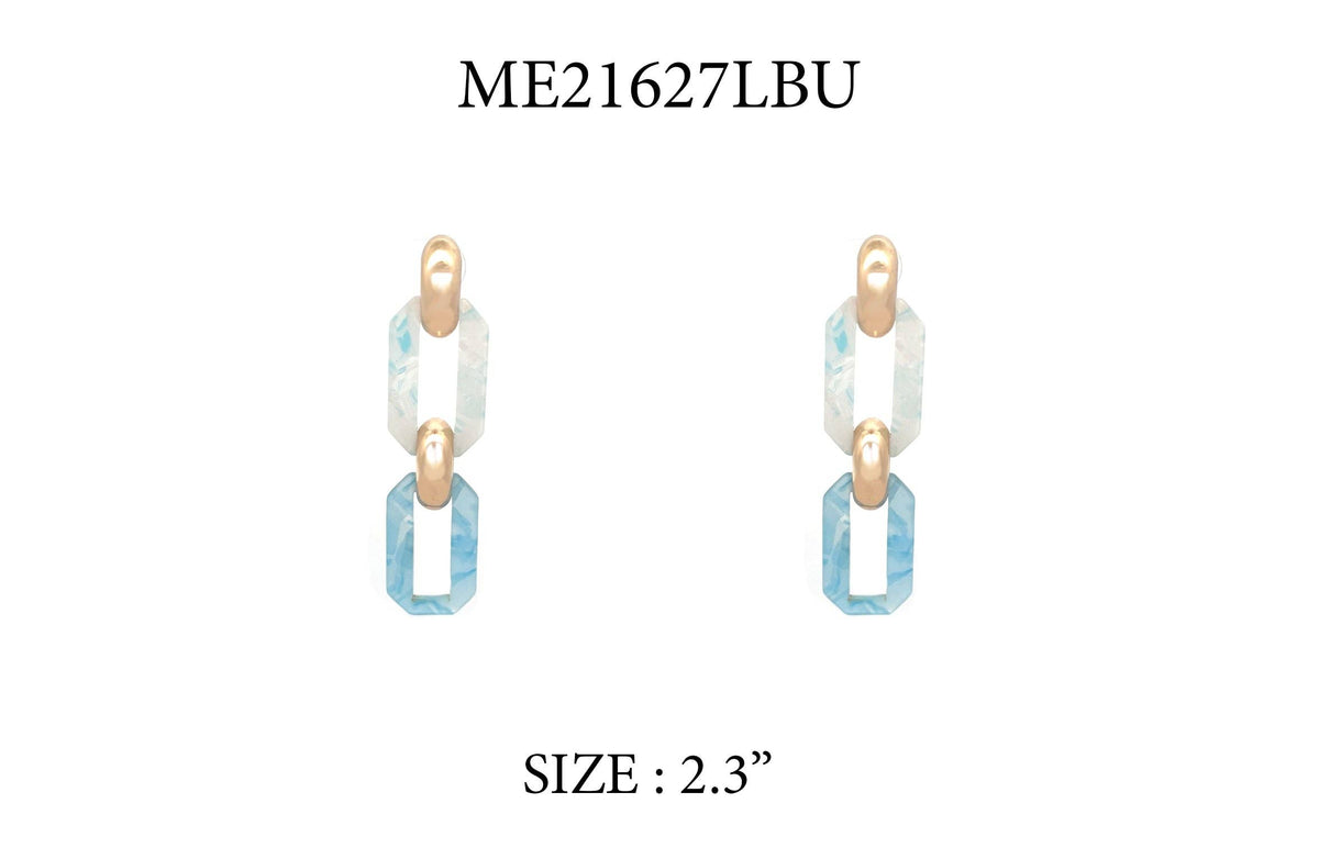 Light Blue Acrylic Link and Gold 2.3" Drop Earring