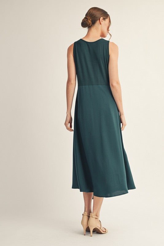 Emerald Drape Midi Dress