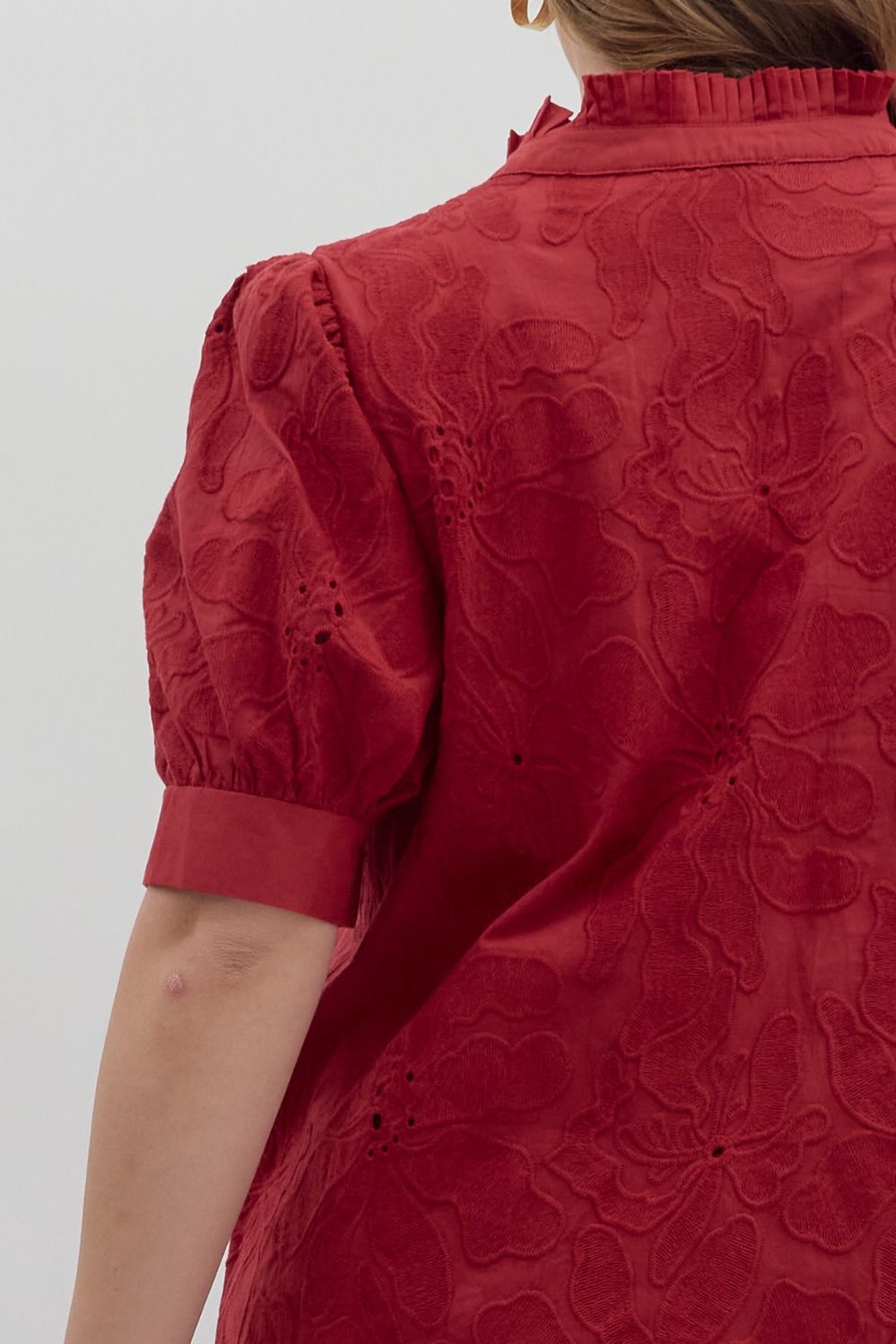 Crimson Bloom Blouse - Curvy