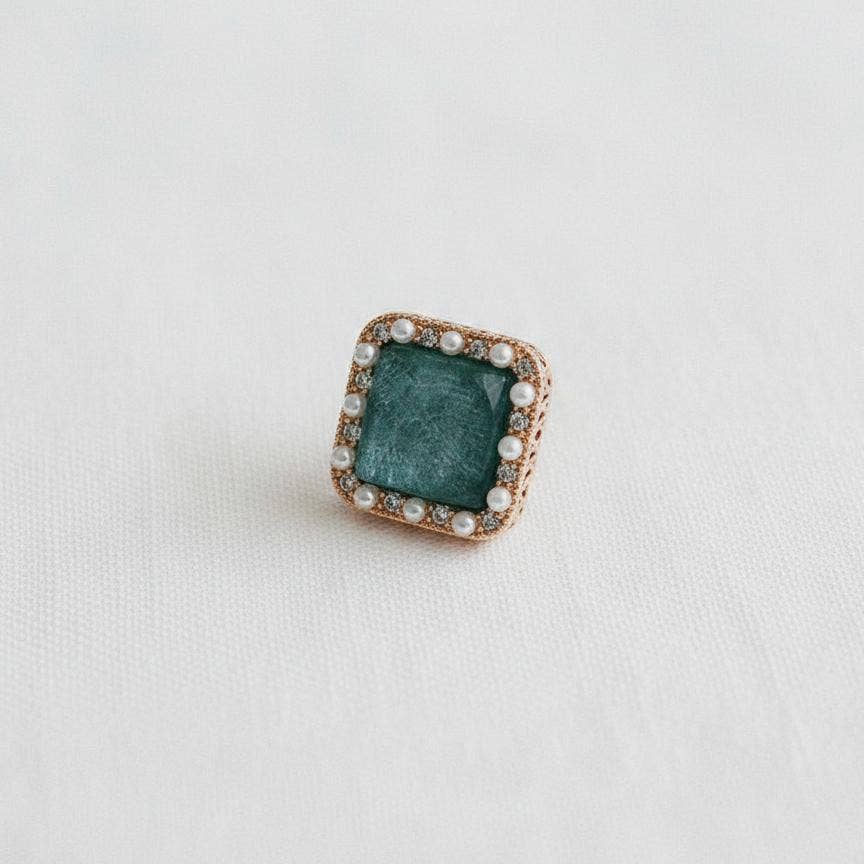 Blue Cubic Zirconia Geometric Stud Earrings