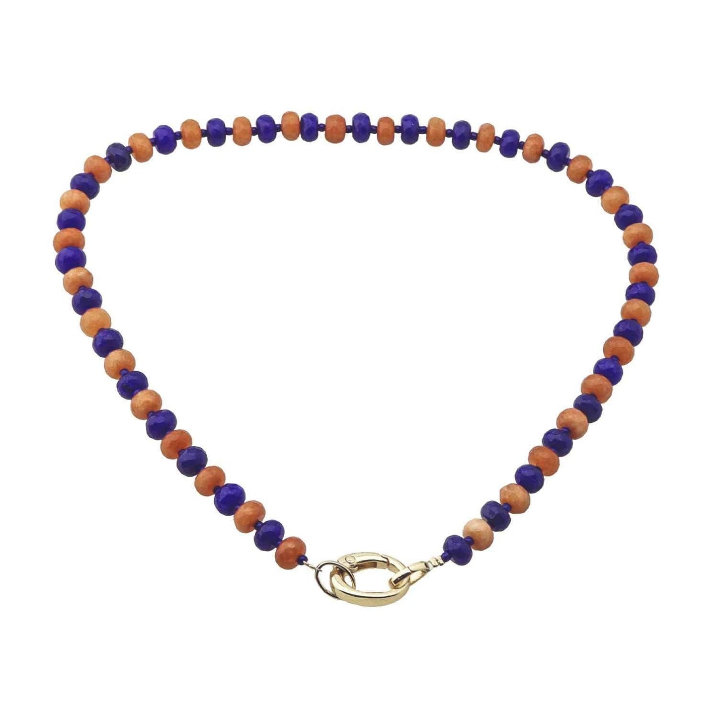 Blue and Orange Crystal Beaded with 18" Gameday Necklace with Gold Clasp for adding Charms