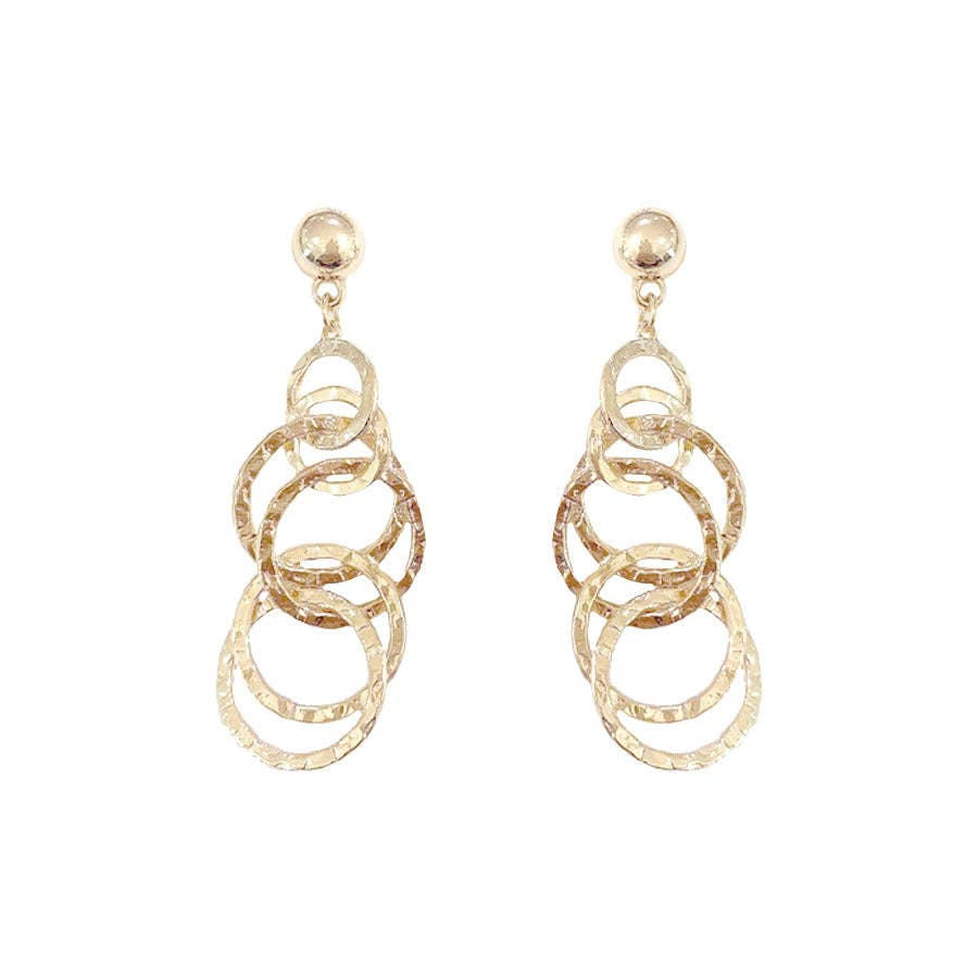 Gold Textured Layered Circle 1.5" Earring