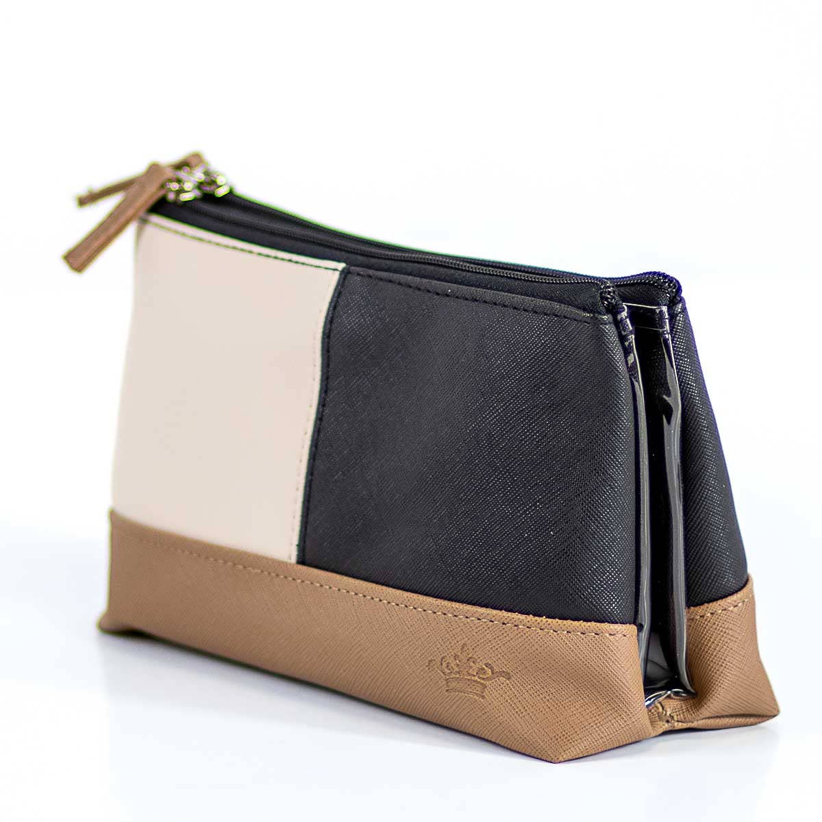 Hollis Travel Cosmetic White/Black/Taupe 8..5x5x3