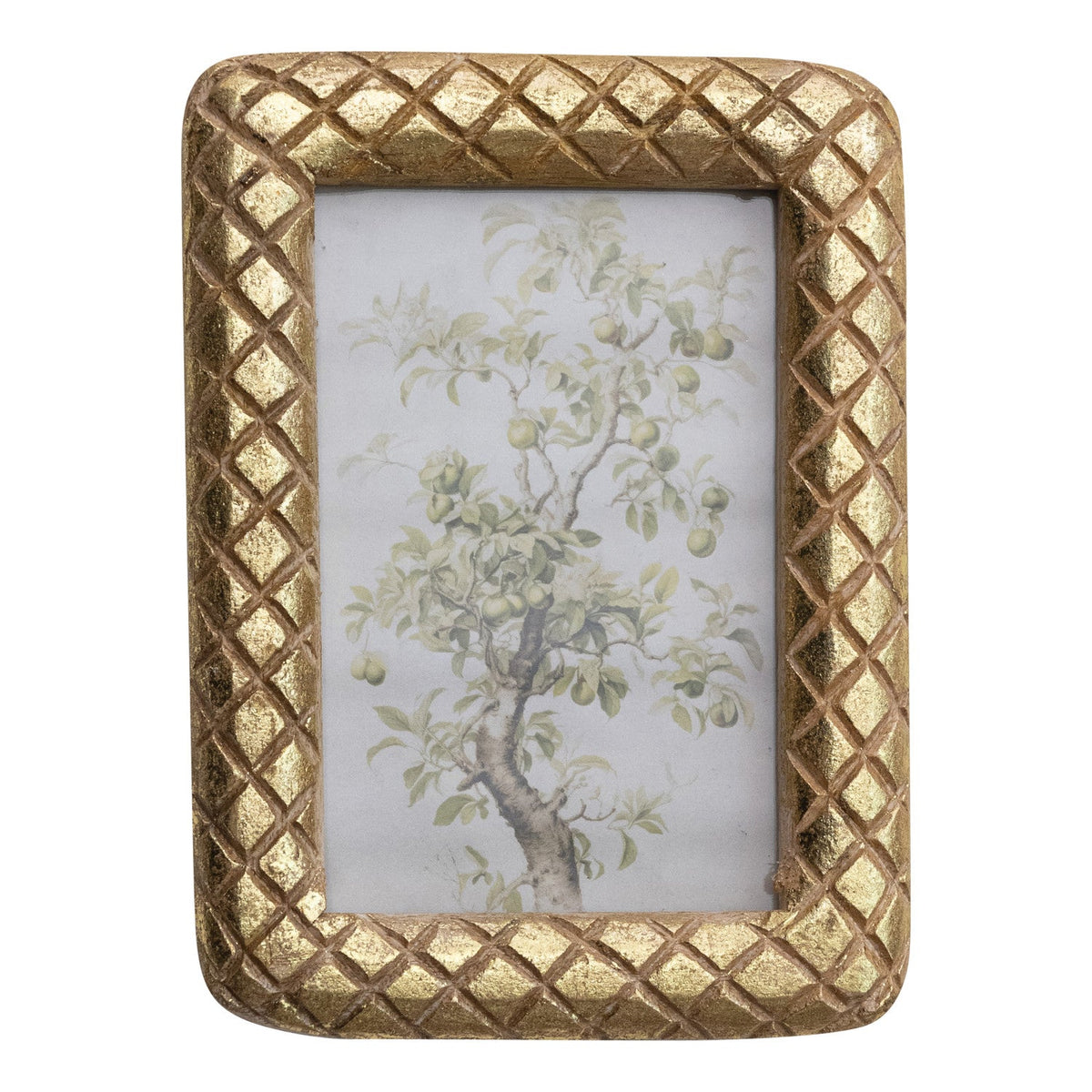 Carved Mango Wood Photo Frame W/Diamond Pattern