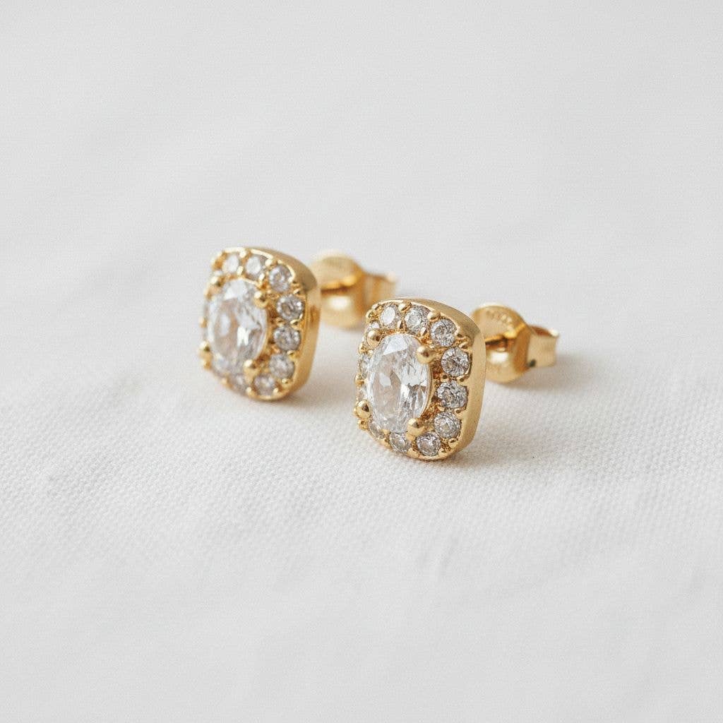 Mini Pave Cubic Zirconia Stud Earrings