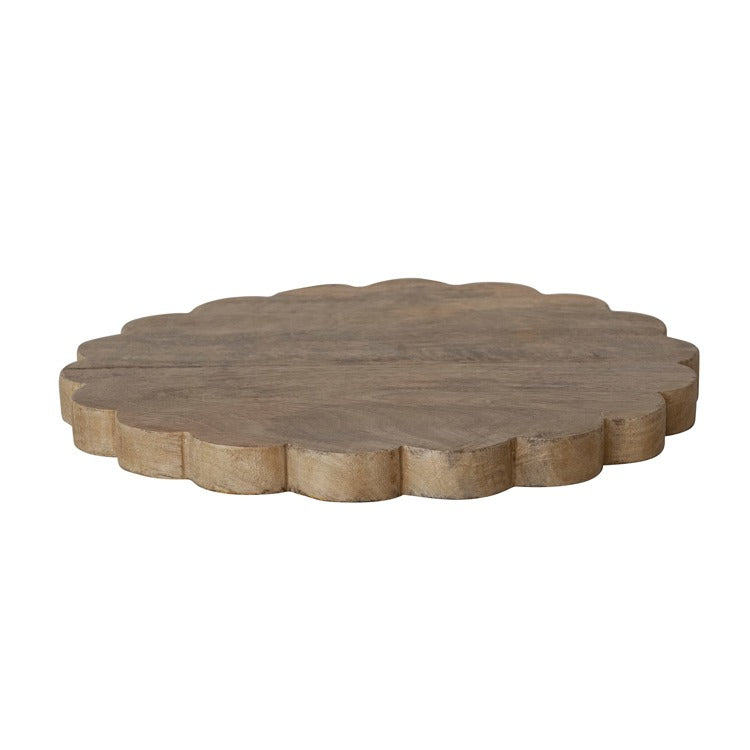 Hand-Carved Mango Wood Scalloped
