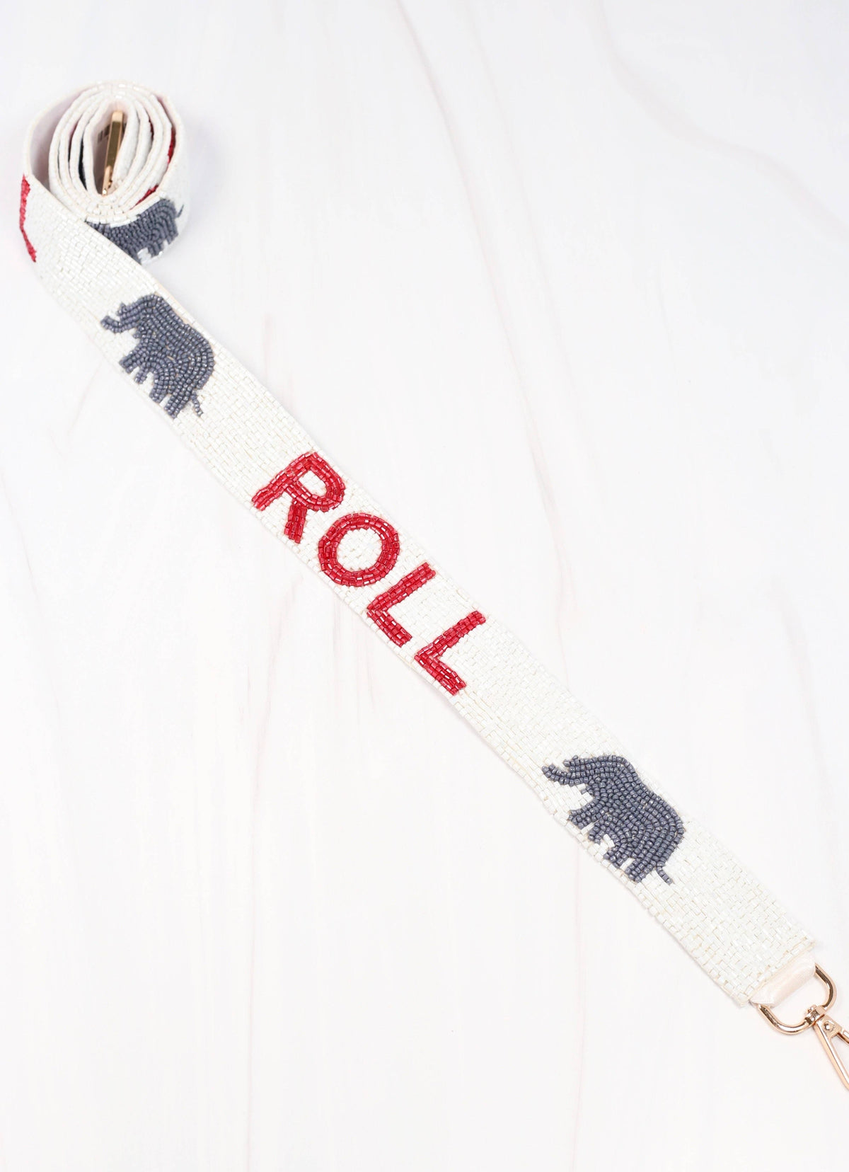 Roll Beaded Crossbody Strap WHITE