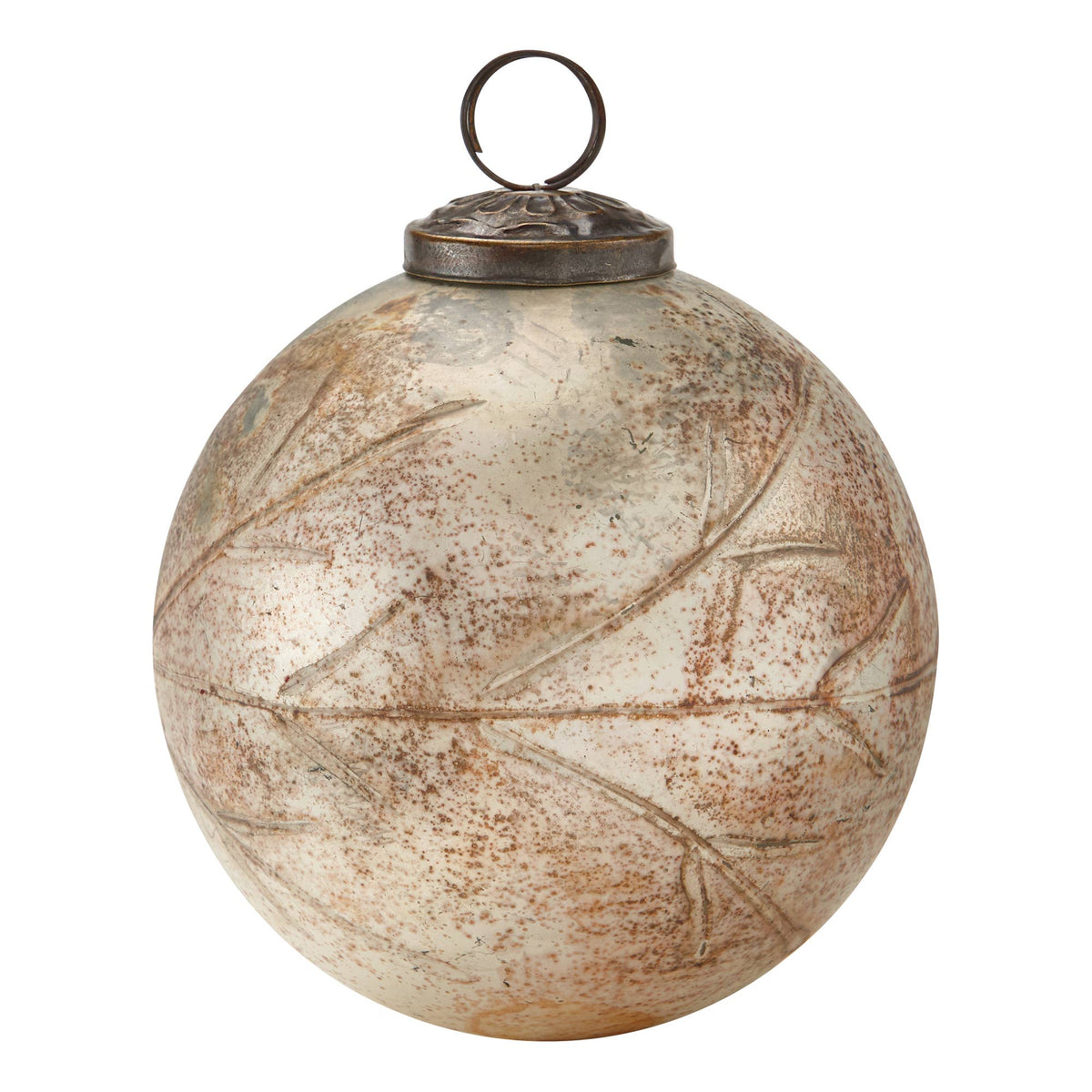 Vine Cut Glass Christmas Ornament 4 Inch - White