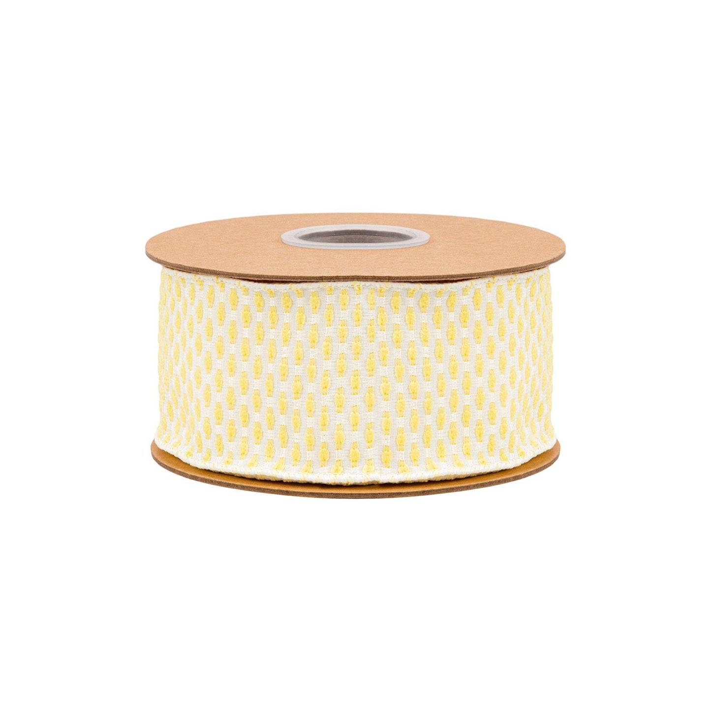 2 1/2" Wired Ribbon | Yellow/White Woven | 10 Yard Roll