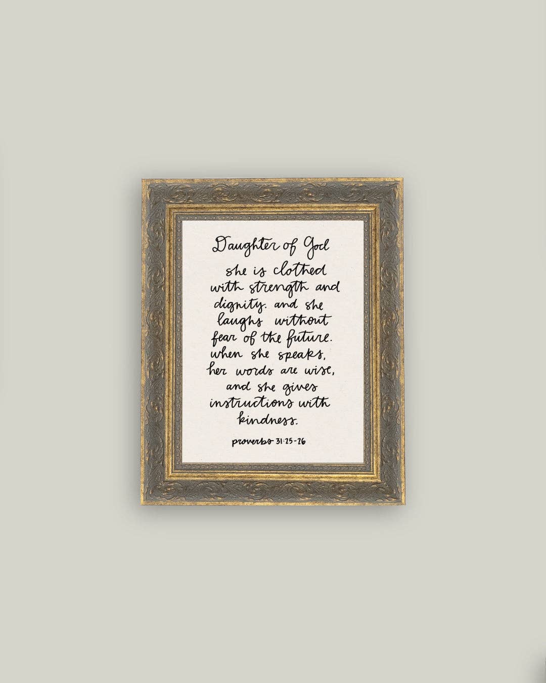 Proverbs 31:25-26: 5x7