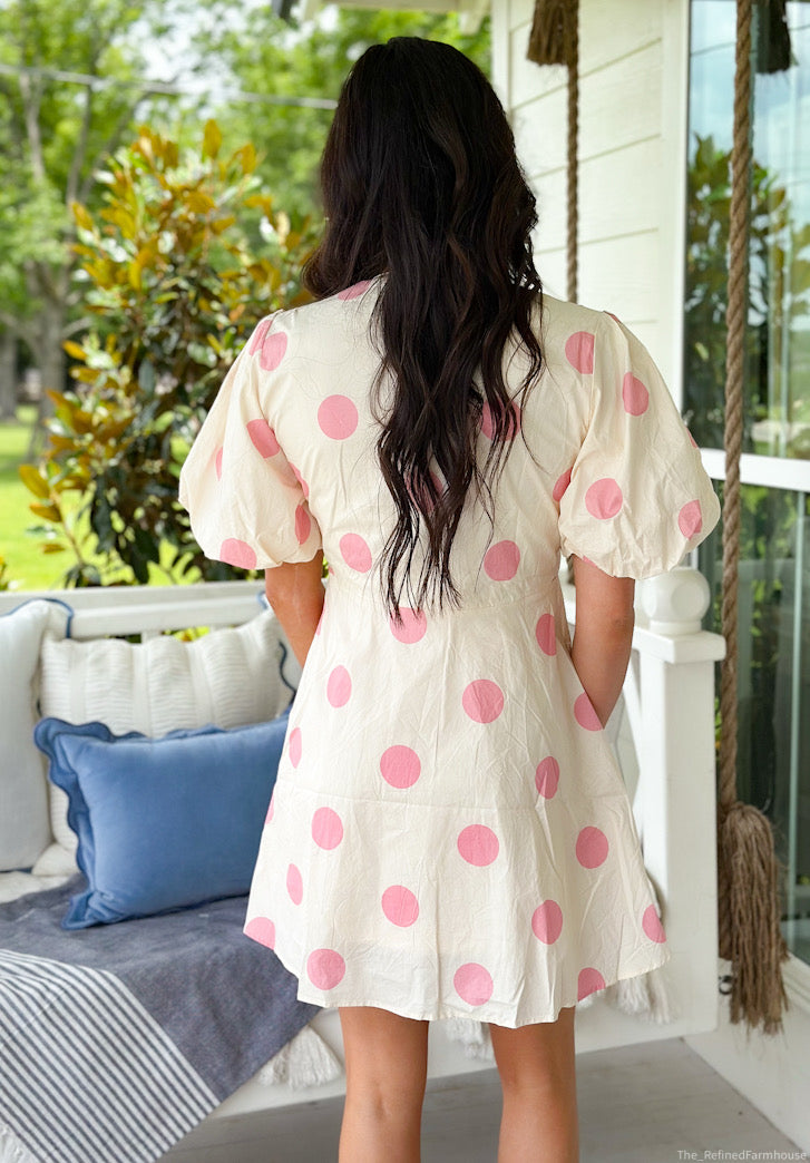 Pink Polka Dot Mini Dress