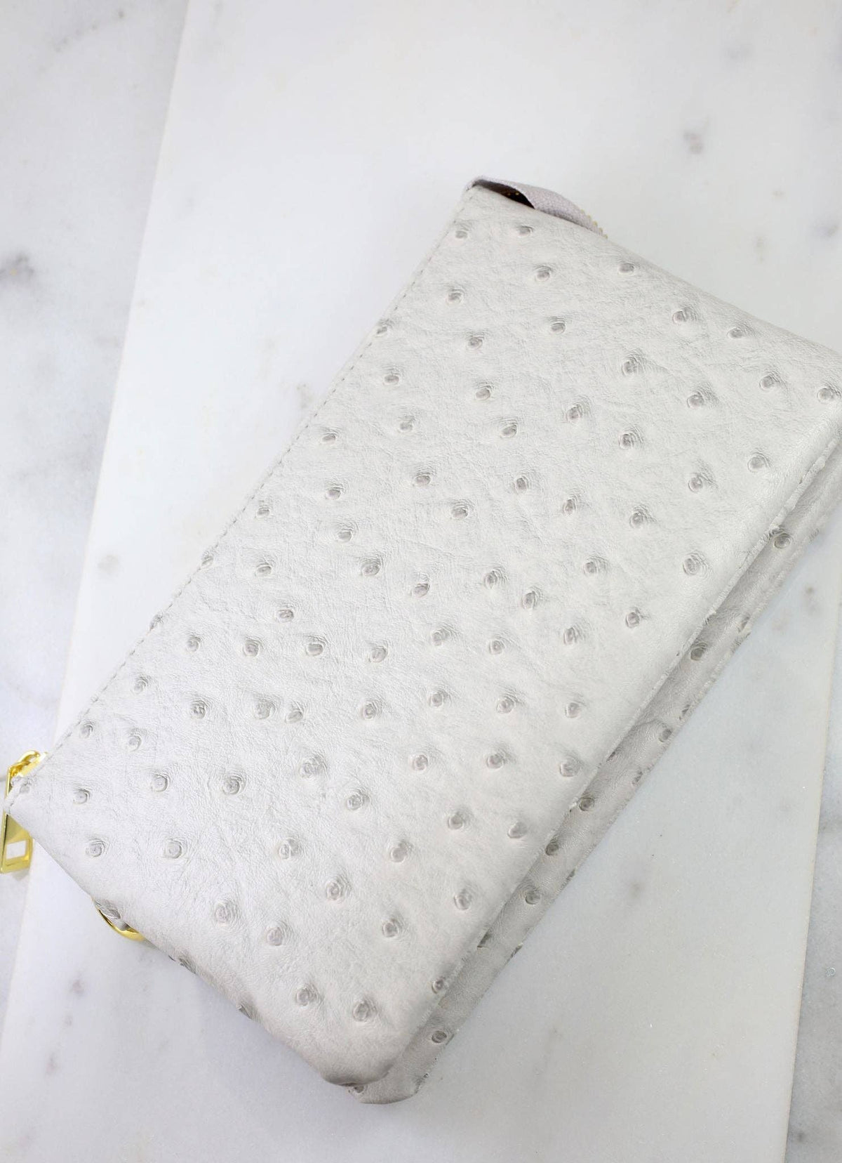 Ostrich Liz Crossbody LIGHT GRAY