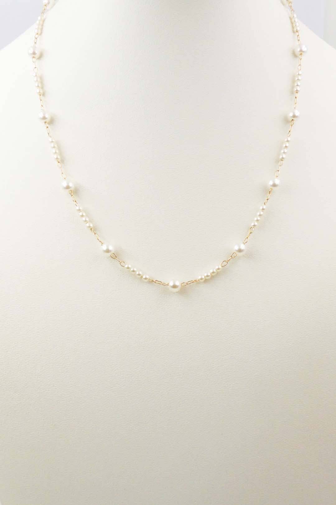 Gold Thin Chain and Pearl 16"-18" Necklace