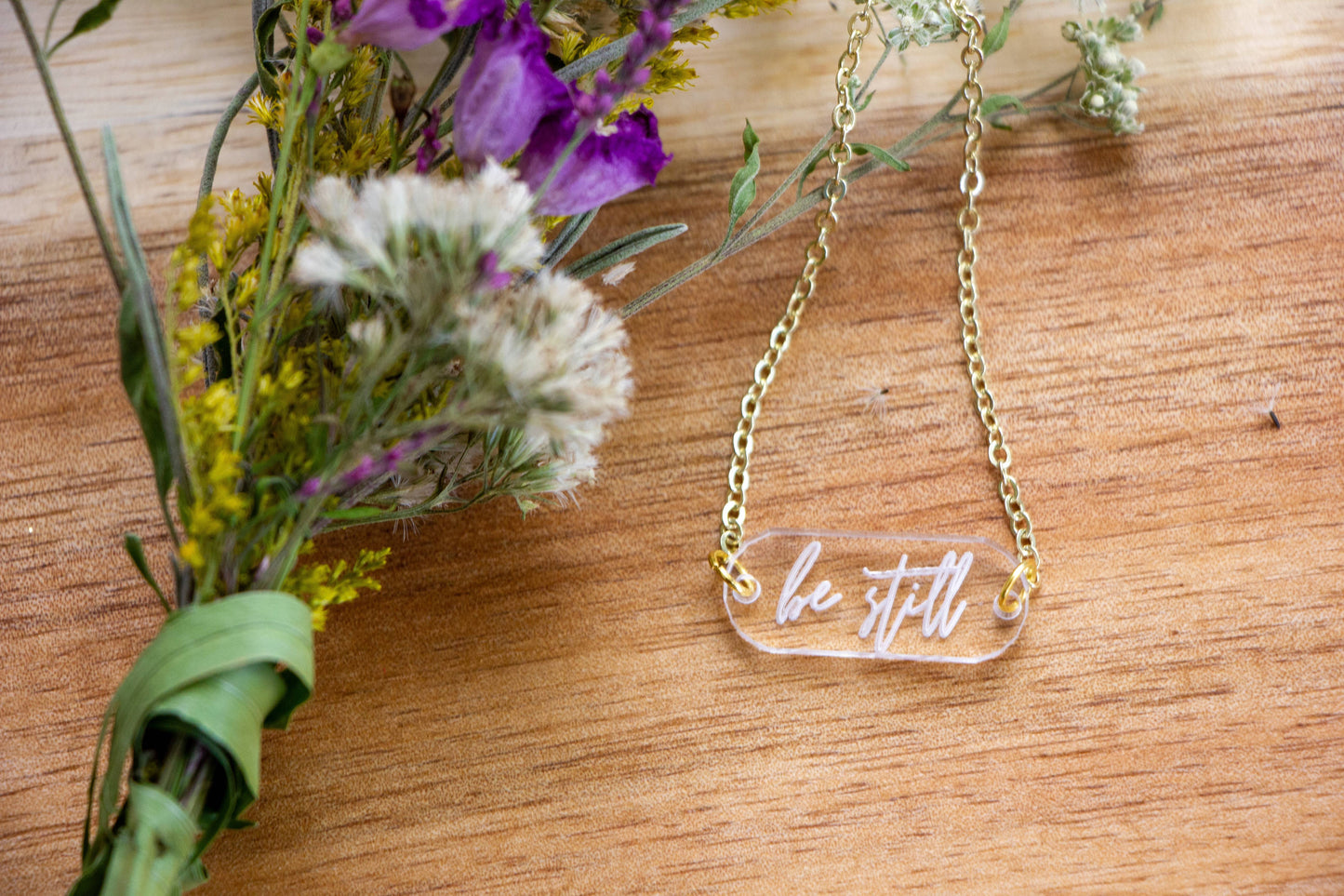 Affirm Acrylic & Gold Necklace: Be Still