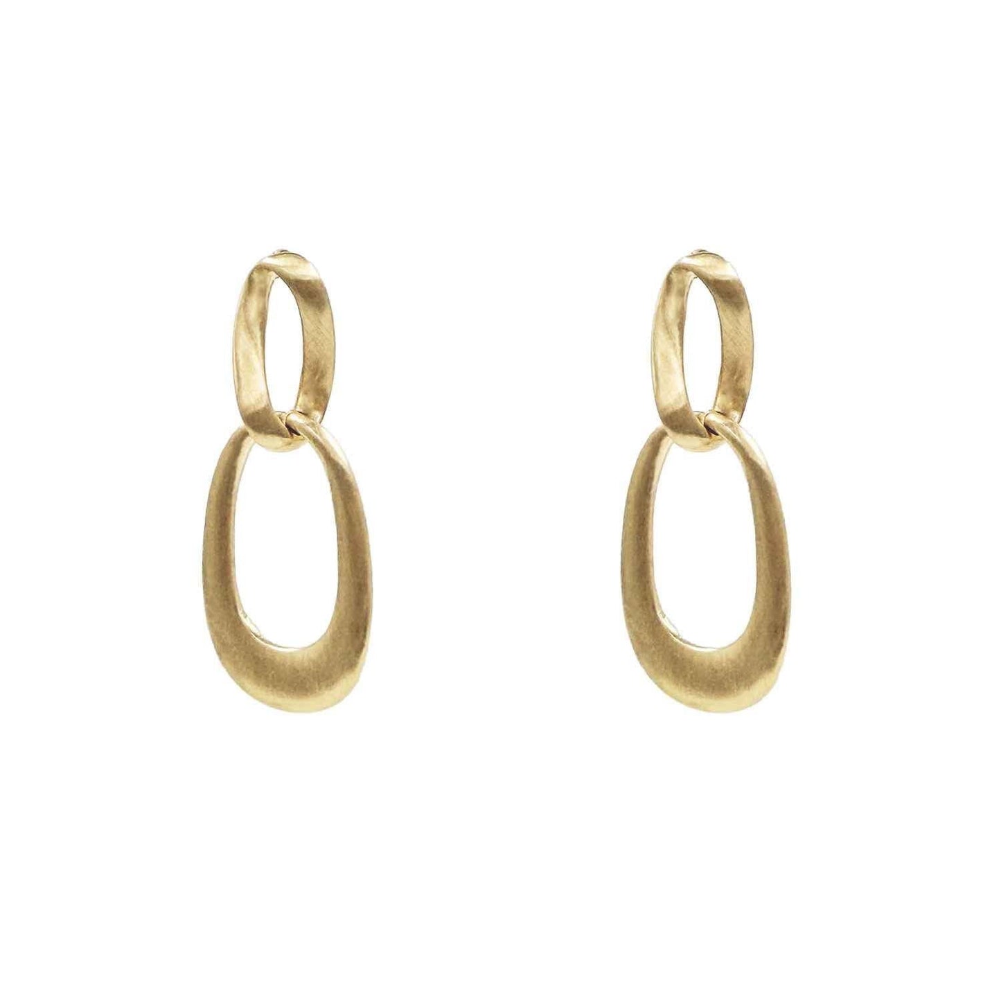 Matte Gold Open Double Circle 2" Earring