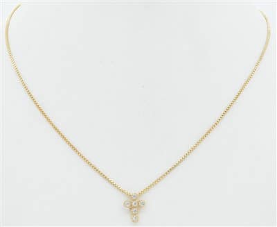 Gold CZ Cross on Snake Chain 16"-18" Necklace