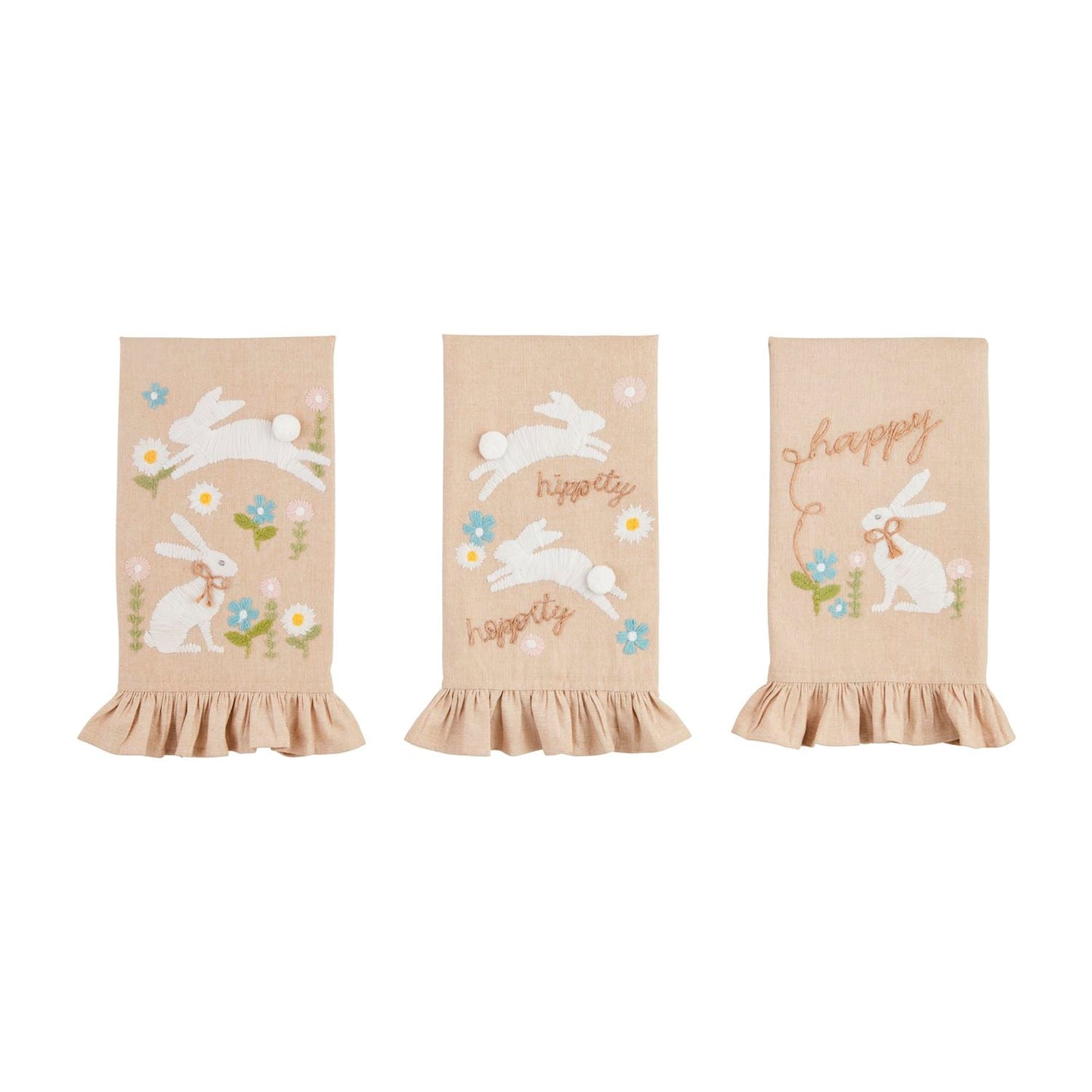 Bunny Embroidered Ruffle Towel