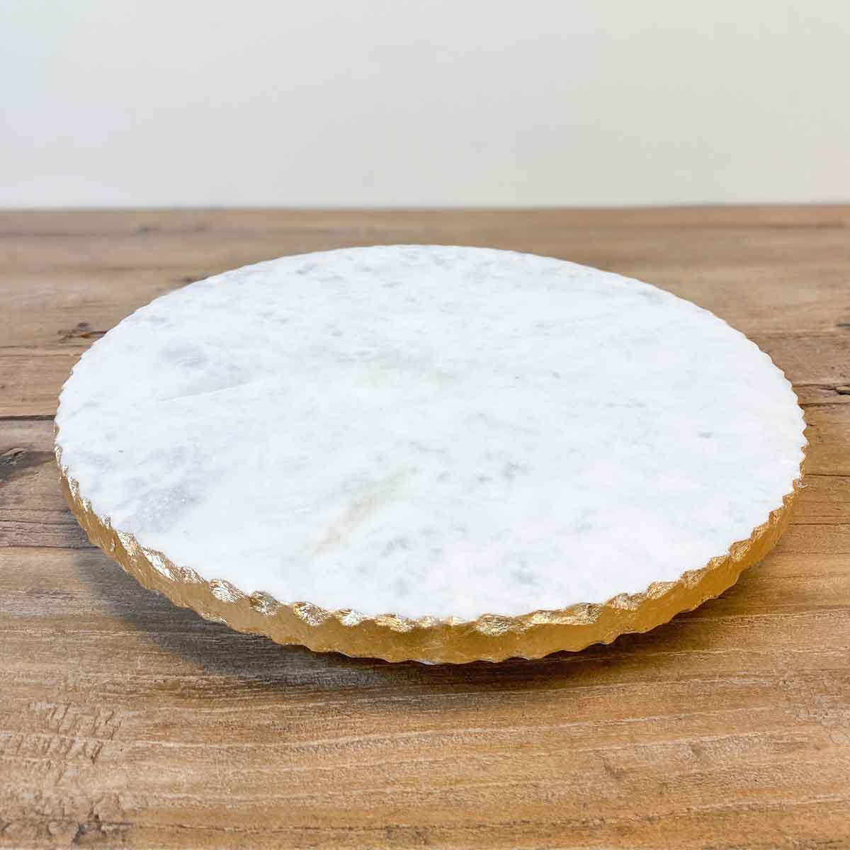 Strasbourg Marble Lazy Susan White/Gold 14x1.5x14