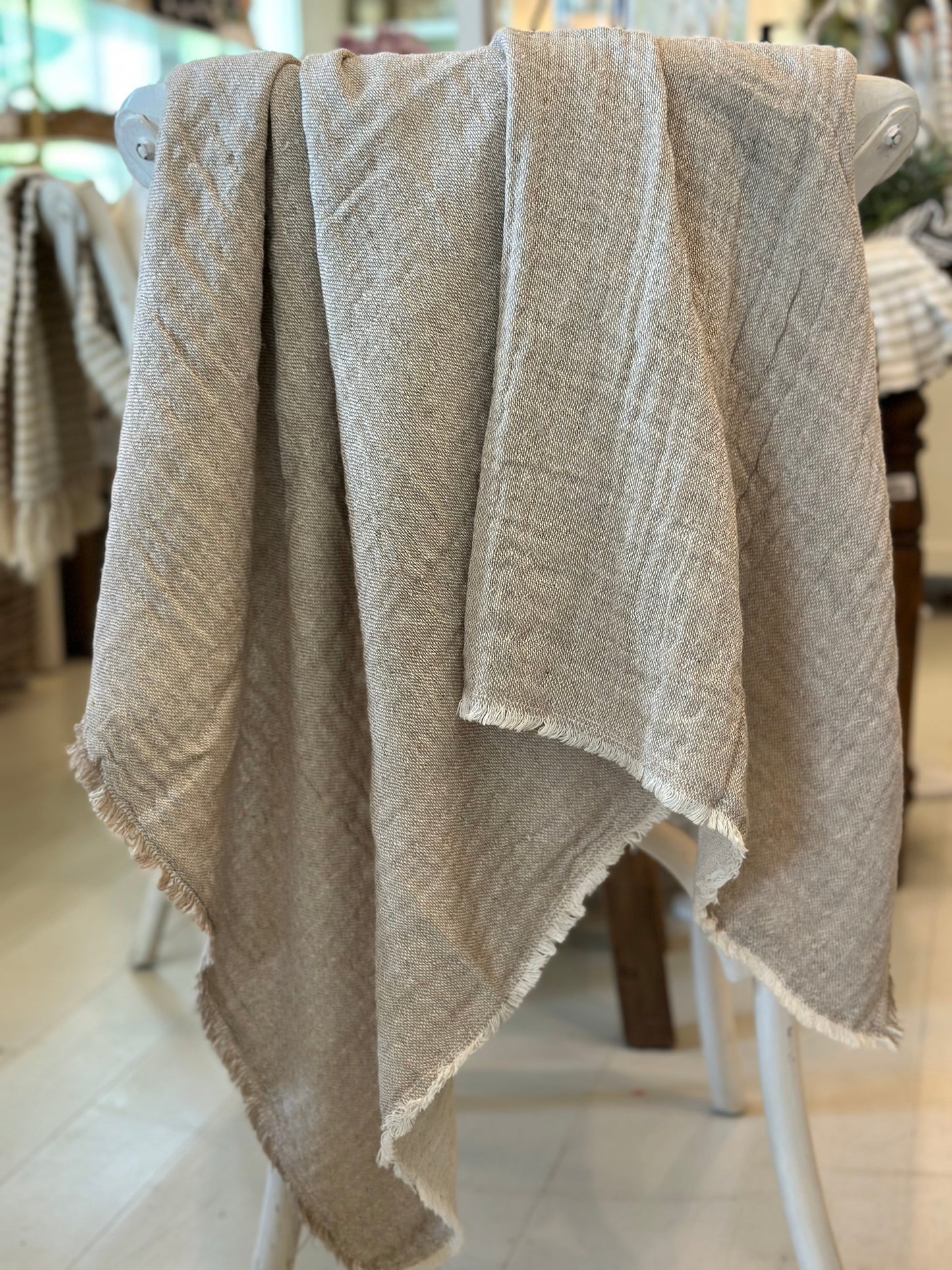 Beige Cotton Throw