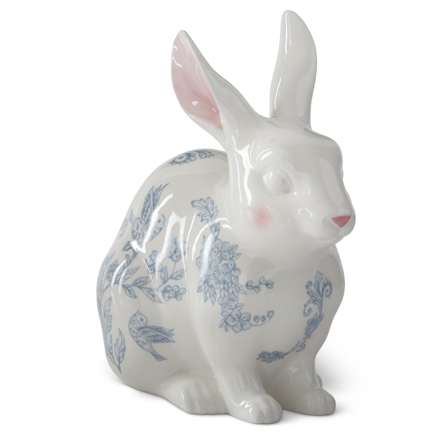Blue Toile Bunny Figurine