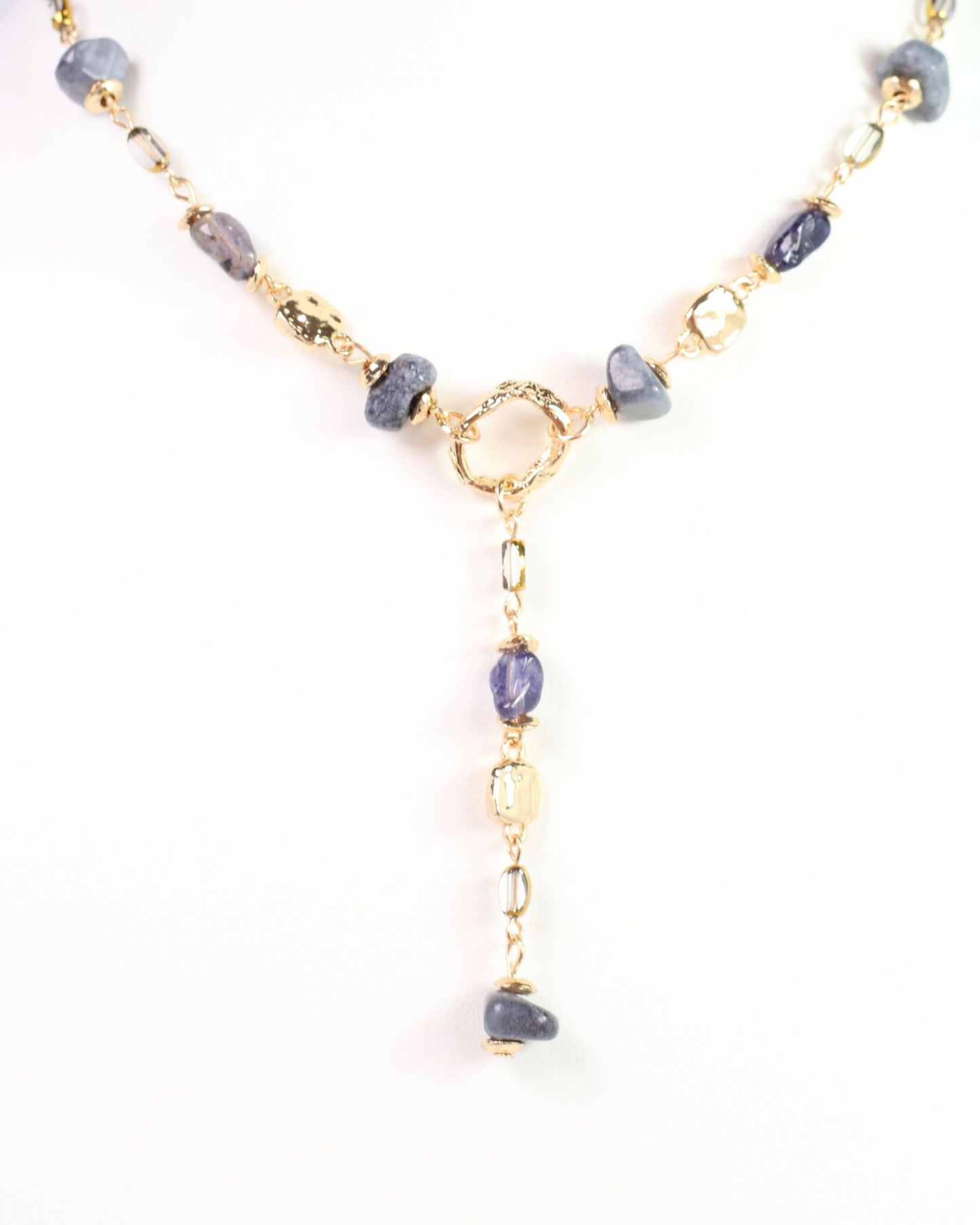 Letti Stone Y Necklace Grey