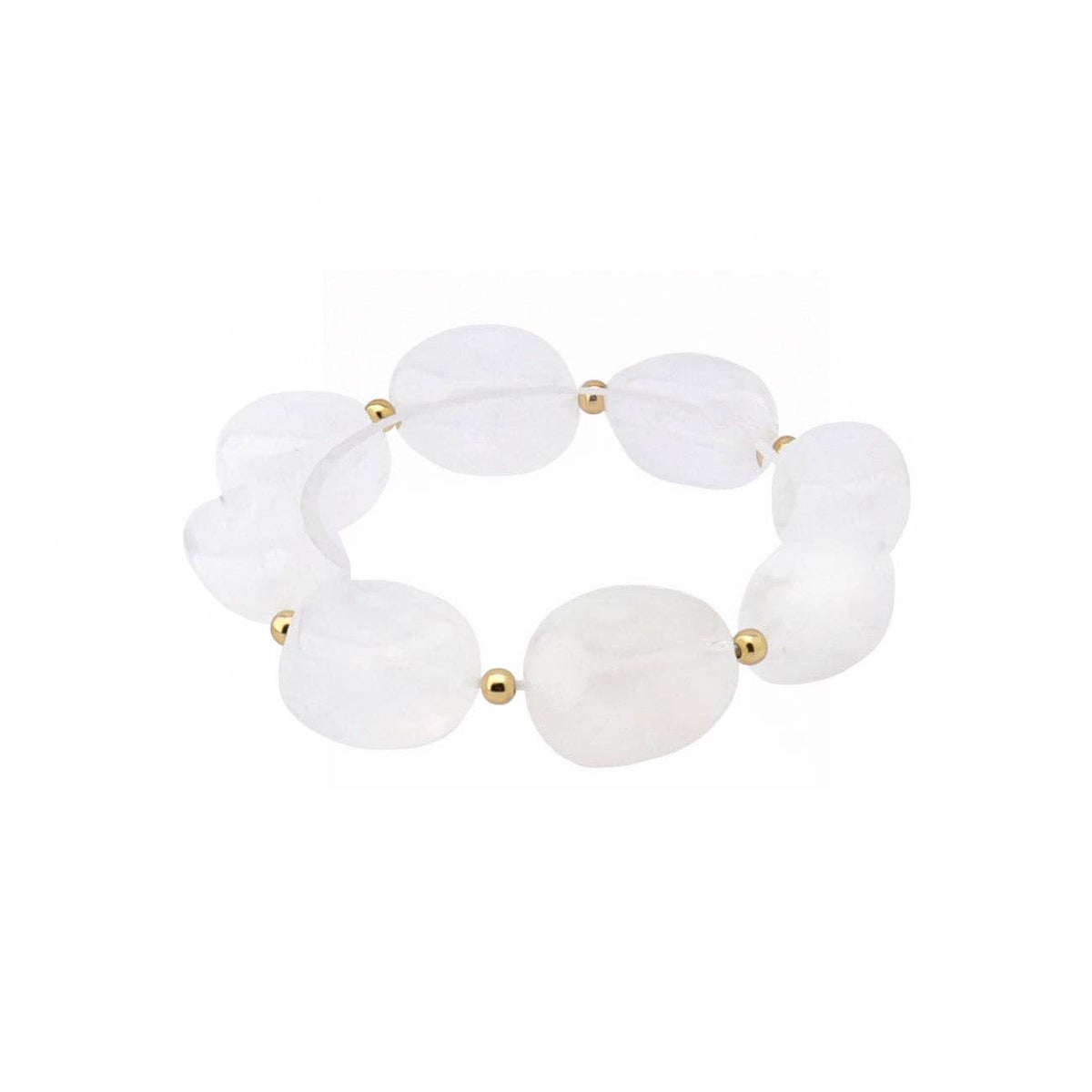 White Acylic Natural Oval Stretch Bracelet