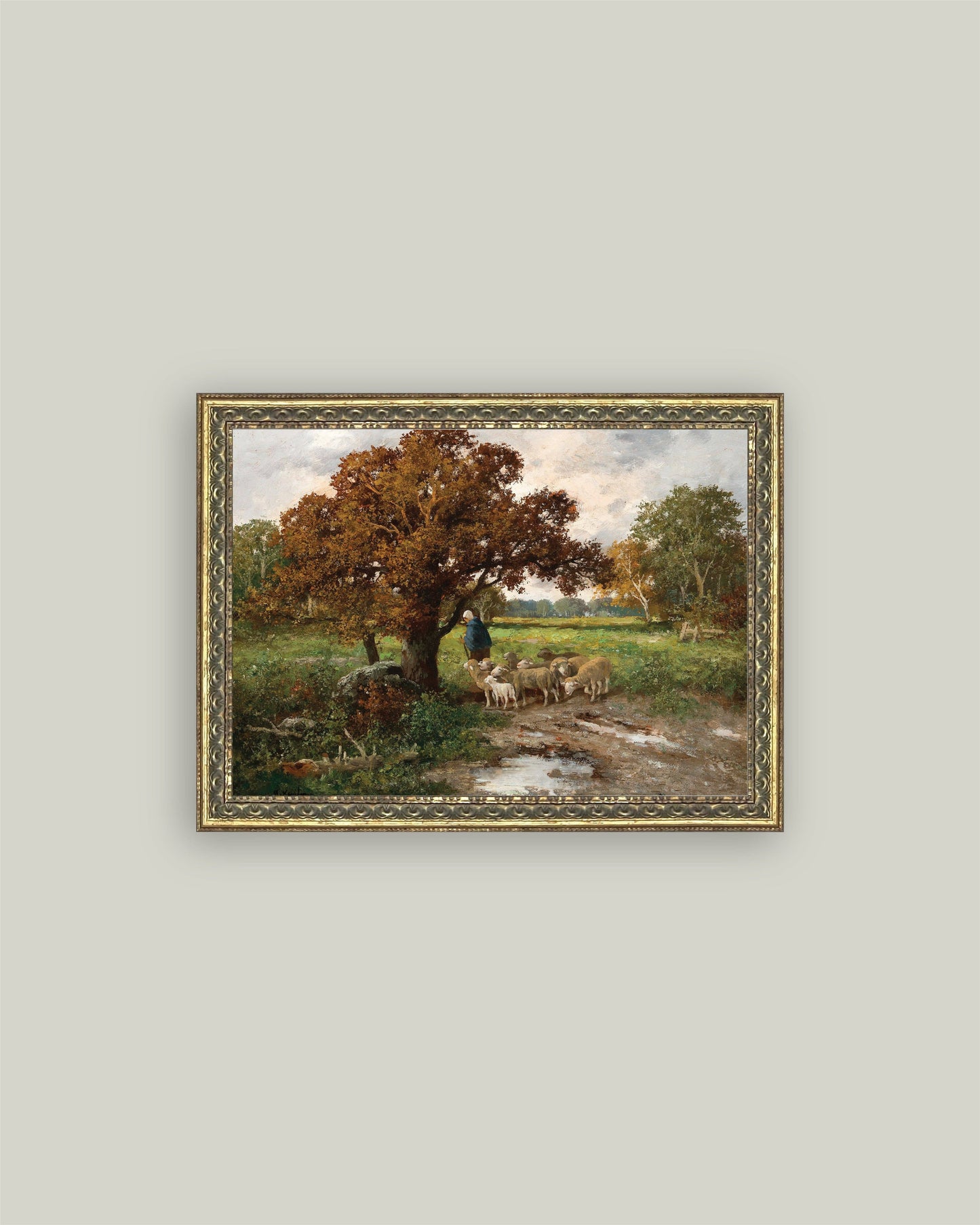 Shepherd with Flock: 22X18