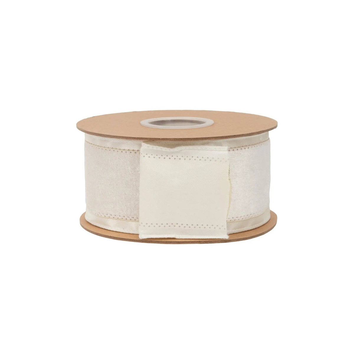 2 1/2" Wired Velvet Ribbon | Ivory Velvet Center | 10 Yard Roll