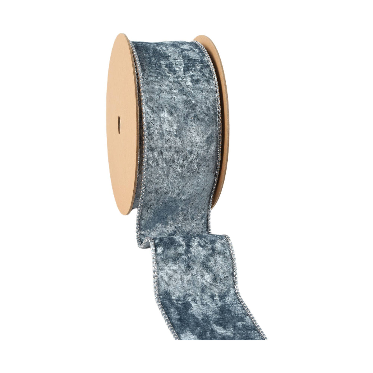 2 1/2" Reversible Frosted Velvet Wired Ribbon | Blue/Blue | 10 Yard Roll