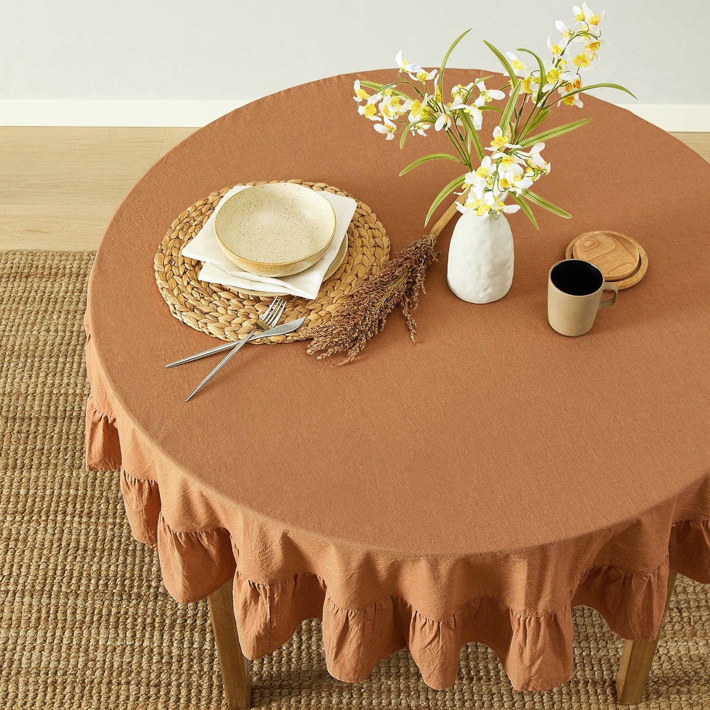 Corcovado Tablecloth (Cinnamon): 60" round