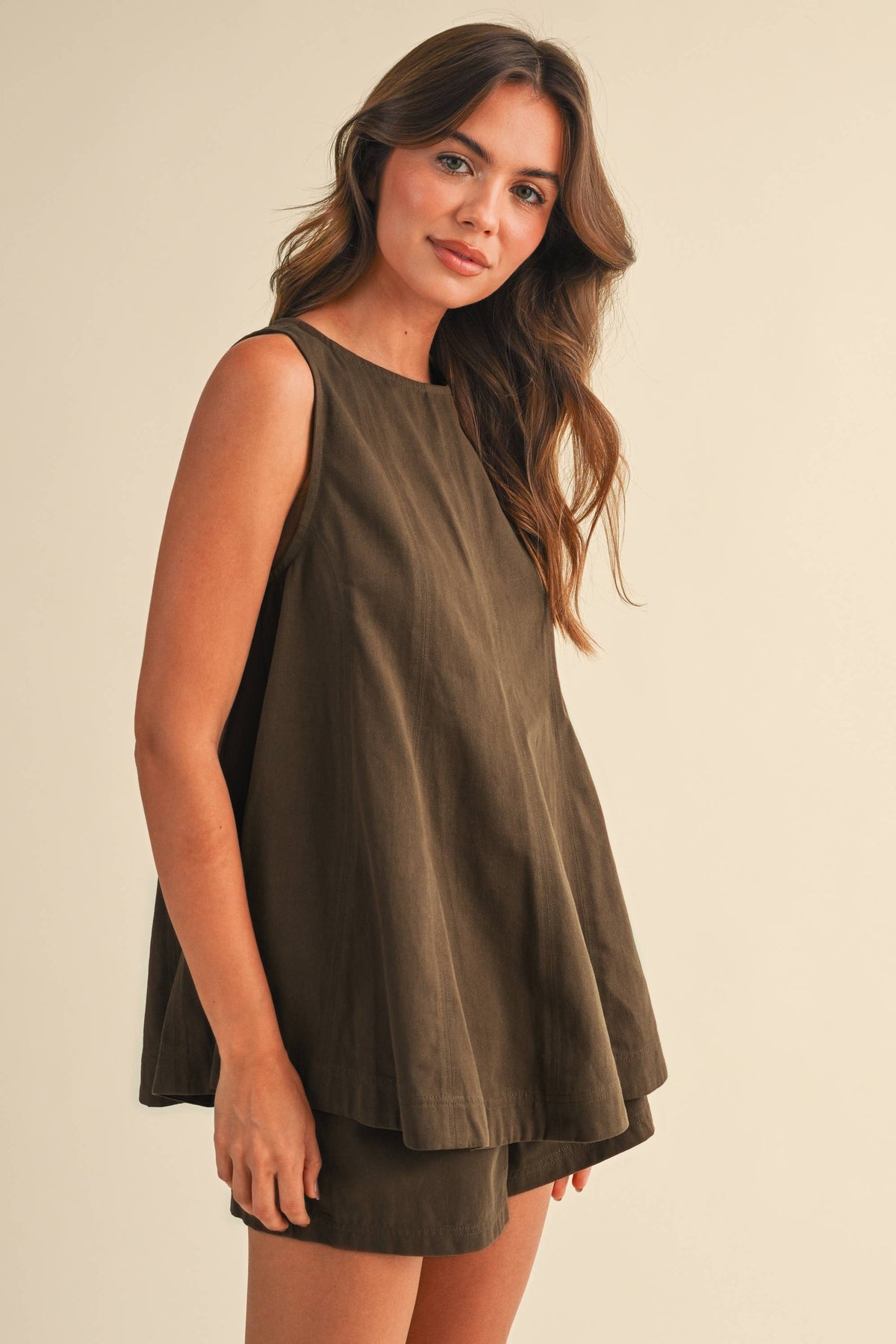 The Arden Brown Twill Short Set