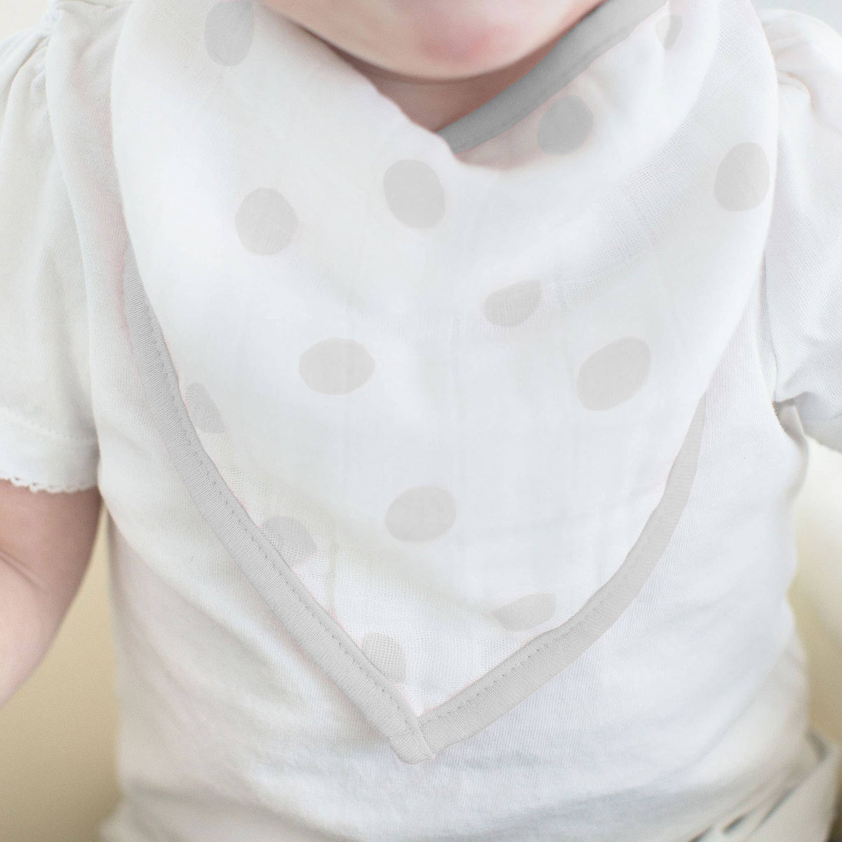 Muslin Bandana Bib, French Dots, Sterling