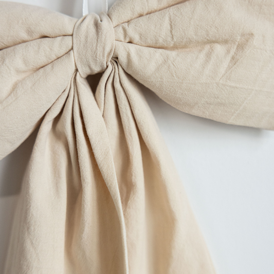 Sand Cream Fabric Bow-Small