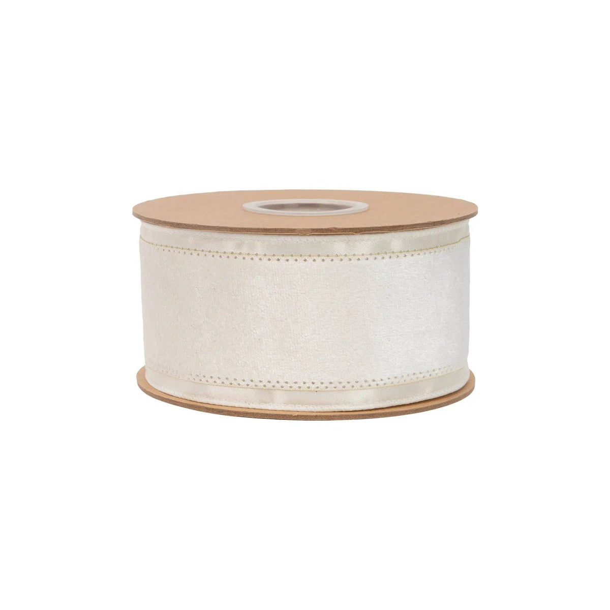 2 1/2" Wired Velvet Ribbon | Ivory Velvet Center | 10 Yard Roll